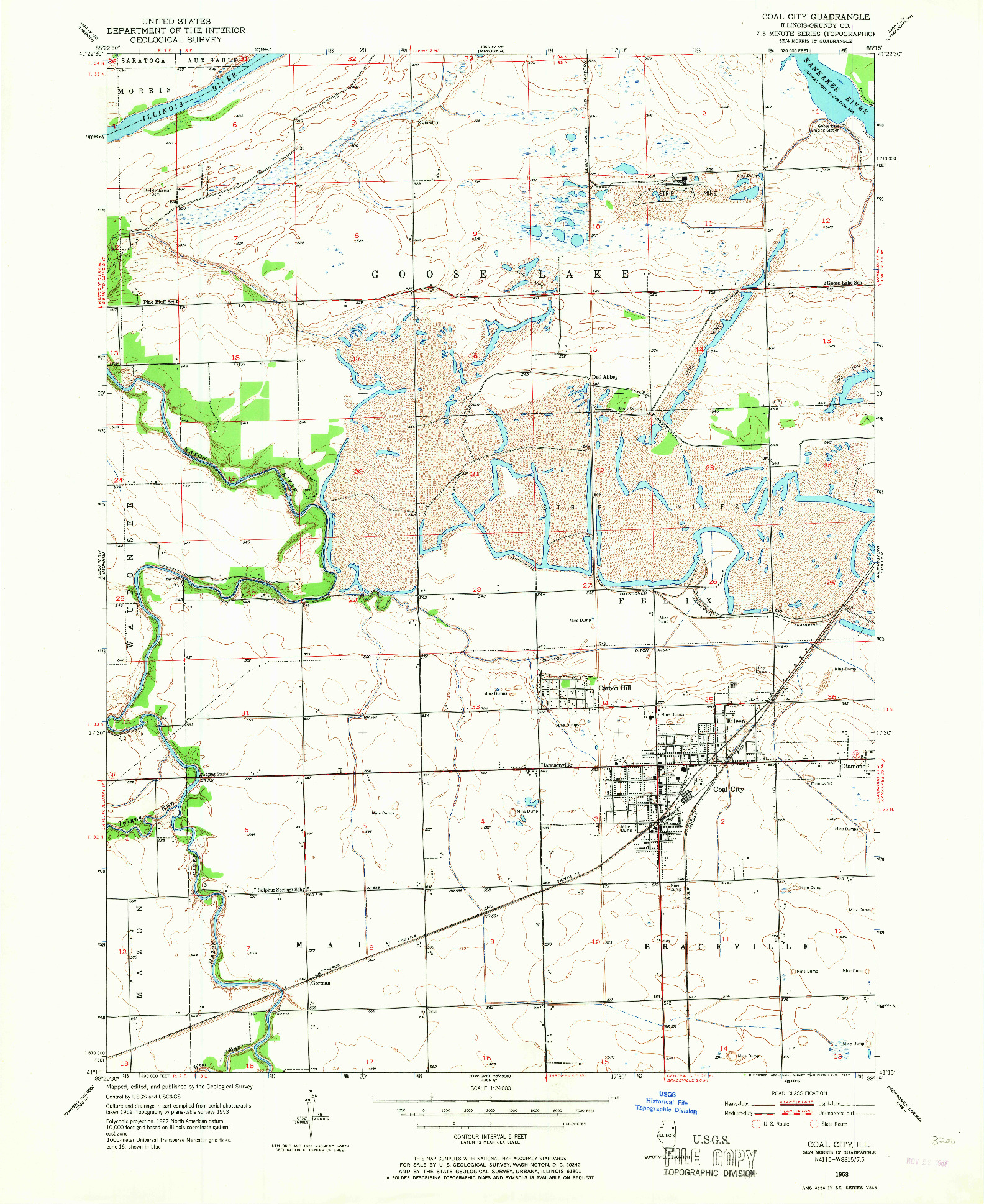 USGS 1:24000-SCALE QUADRANGLE FOR COAL CITY, IL 1953