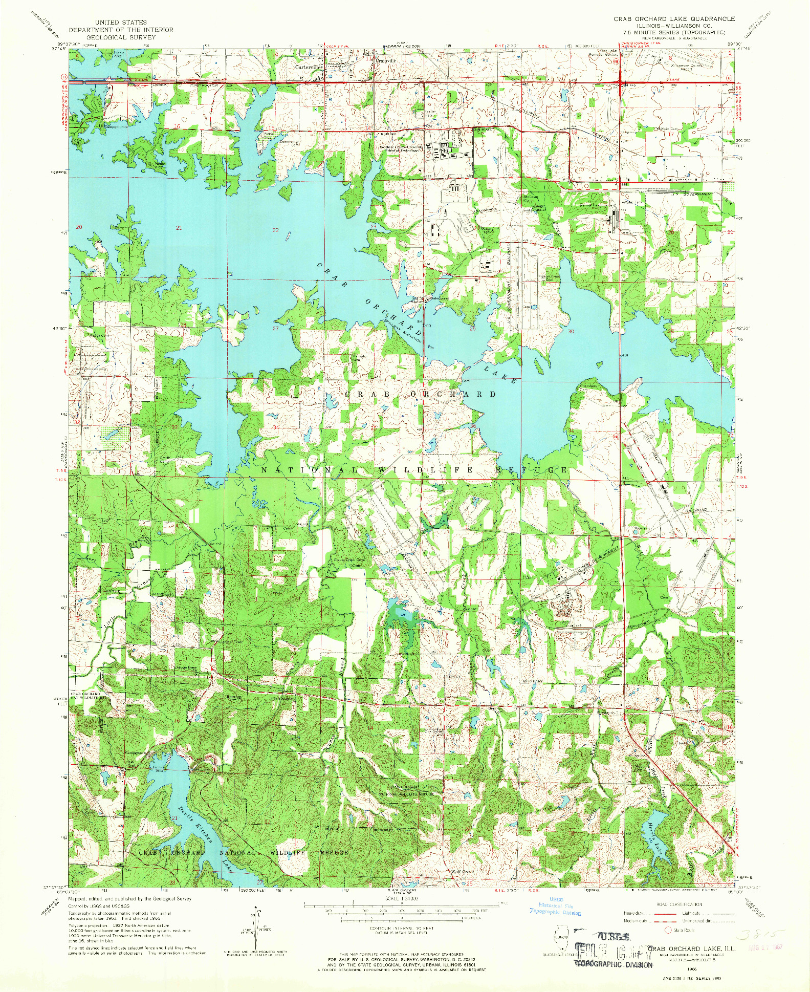 USGS 1:24000-SCALE QUADRANGLE FOR CRAB ORCHARD LAKE, IL 1966