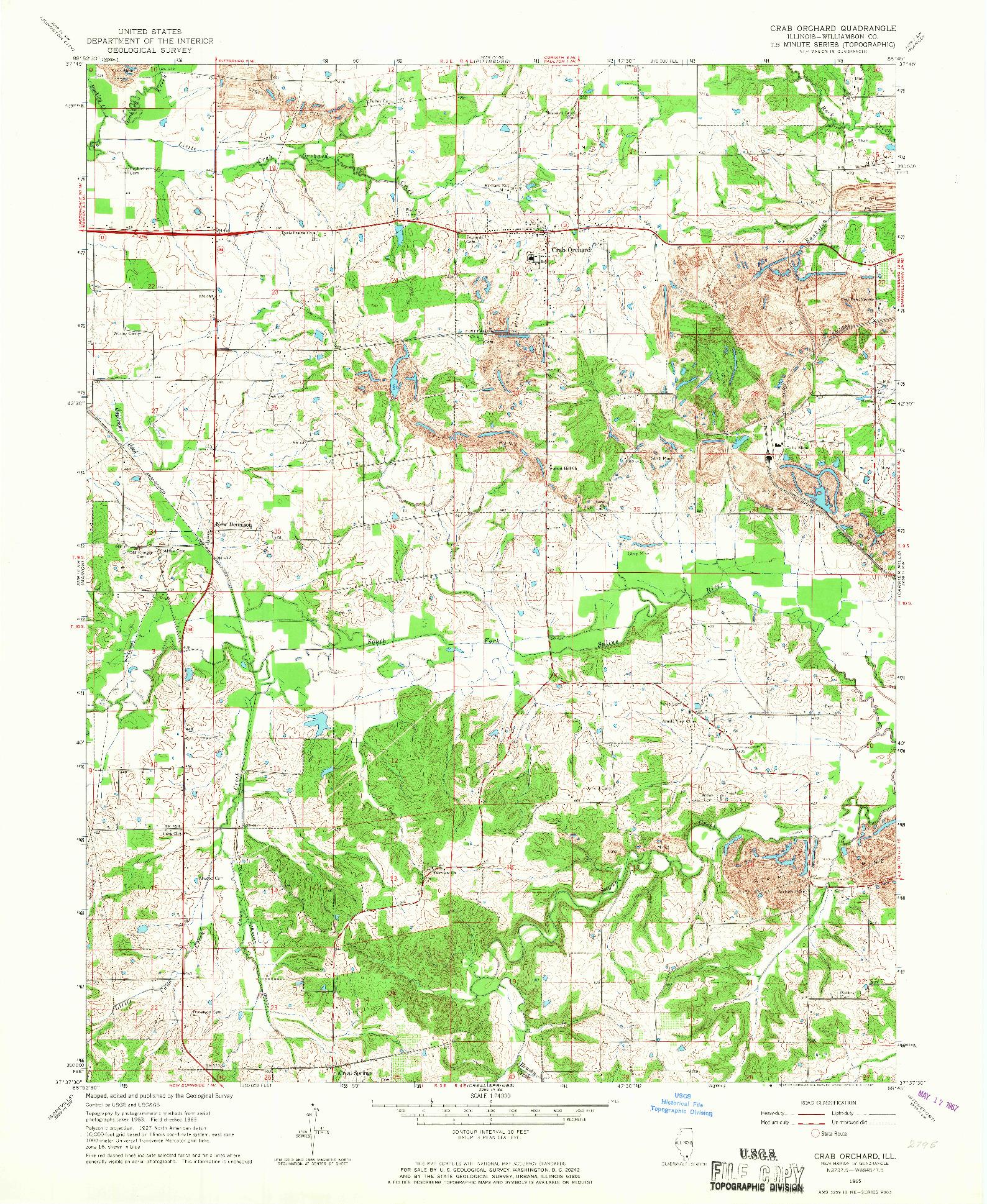 USGS 1:24000-SCALE QUADRANGLE FOR CRAB ORCHARD, IL 1965