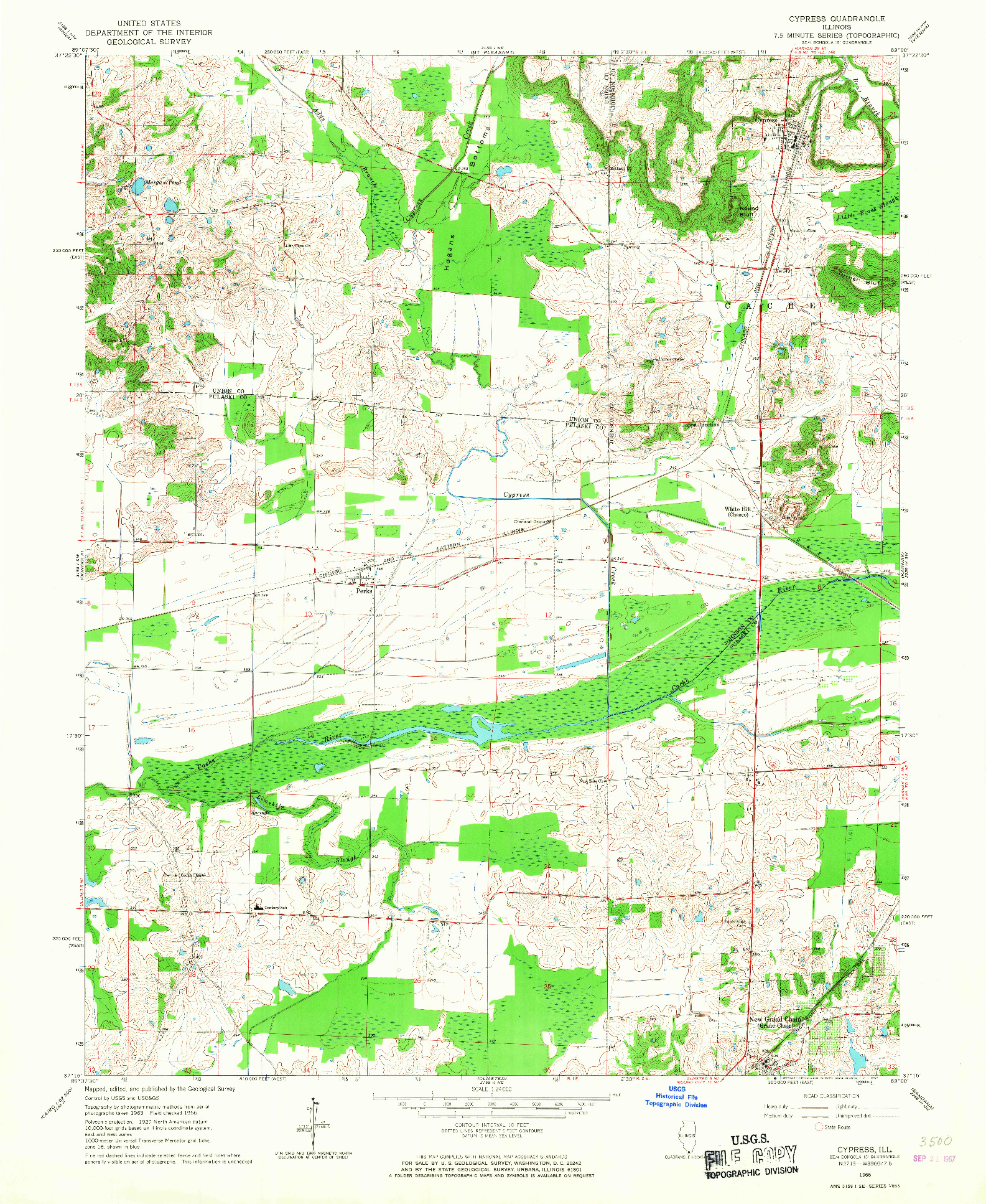 USGS 1:24000-SCALE QUADRANGLE FOR CYPRESS, IL 1966