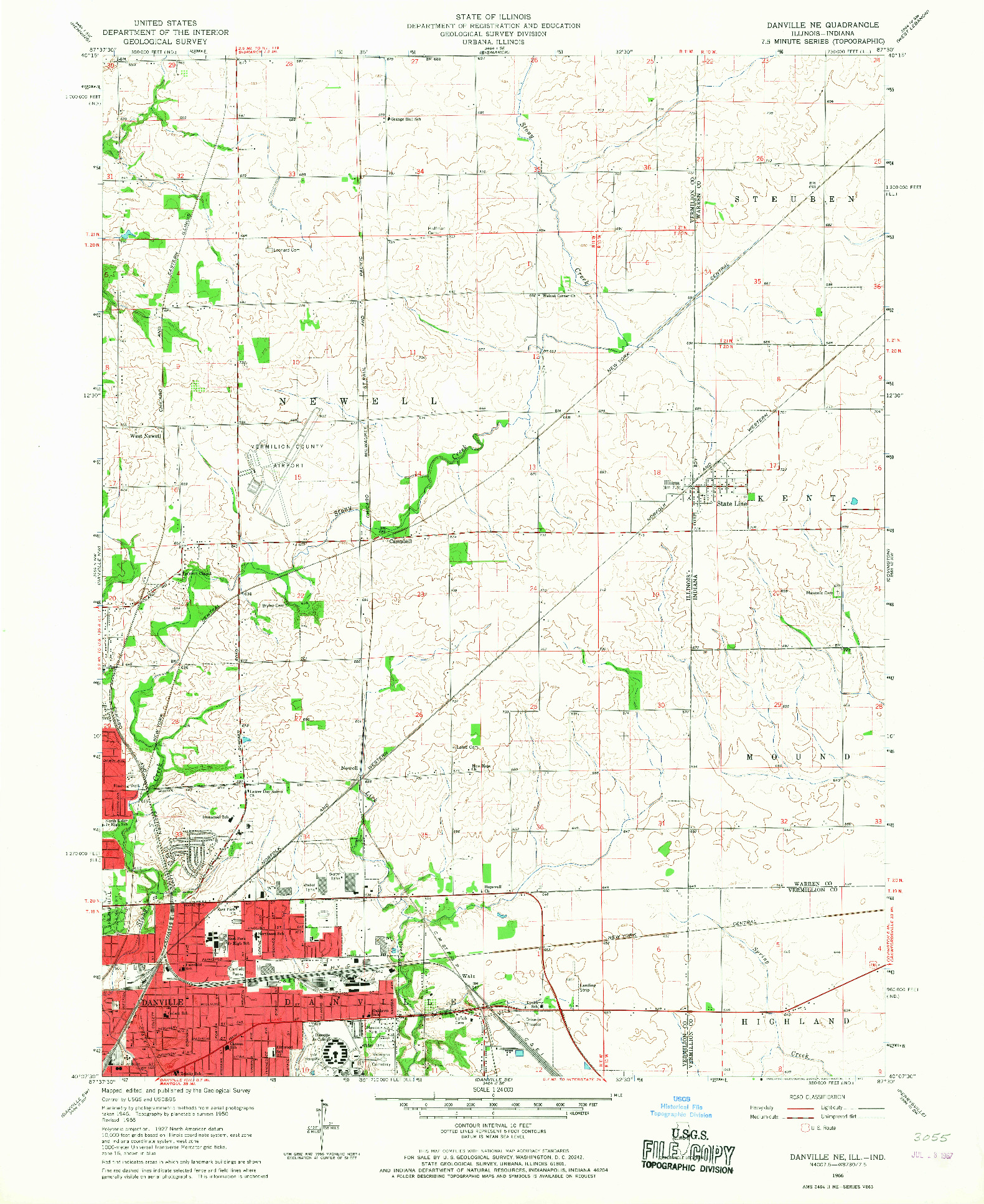 USGS 1:24000-SCALE QUADRANGLE FOR DANVILLE NE, IL 1966