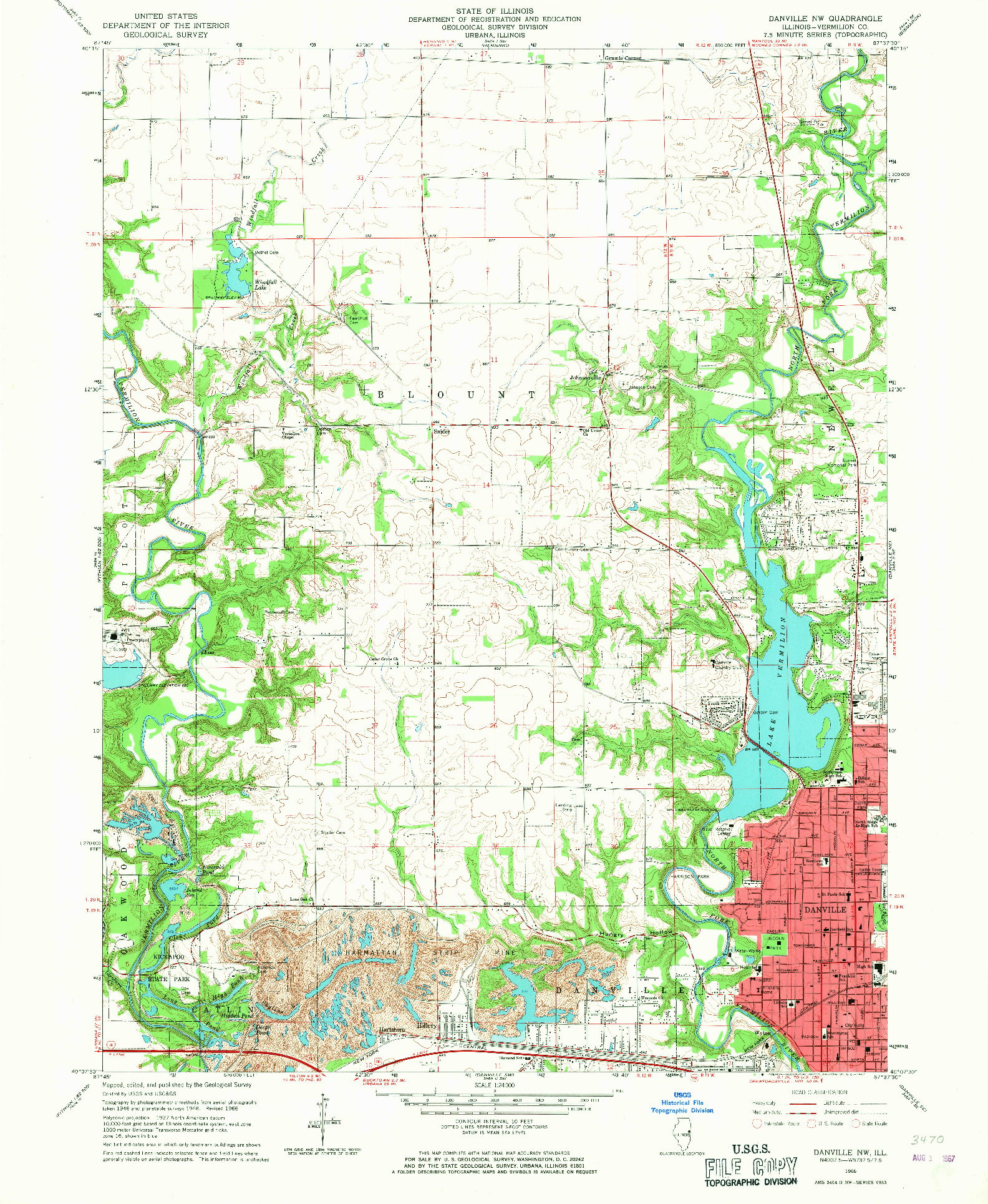 USGS 1:24000-SCALE QUADRANGLE FOR DANVILLE NW, IL 1966