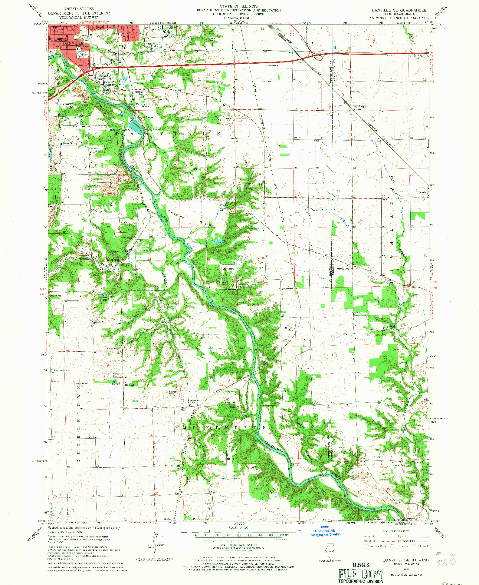 USGS 1:24000-SCALE QUADRANGLE FOR DANVILLE SE, IL 1966