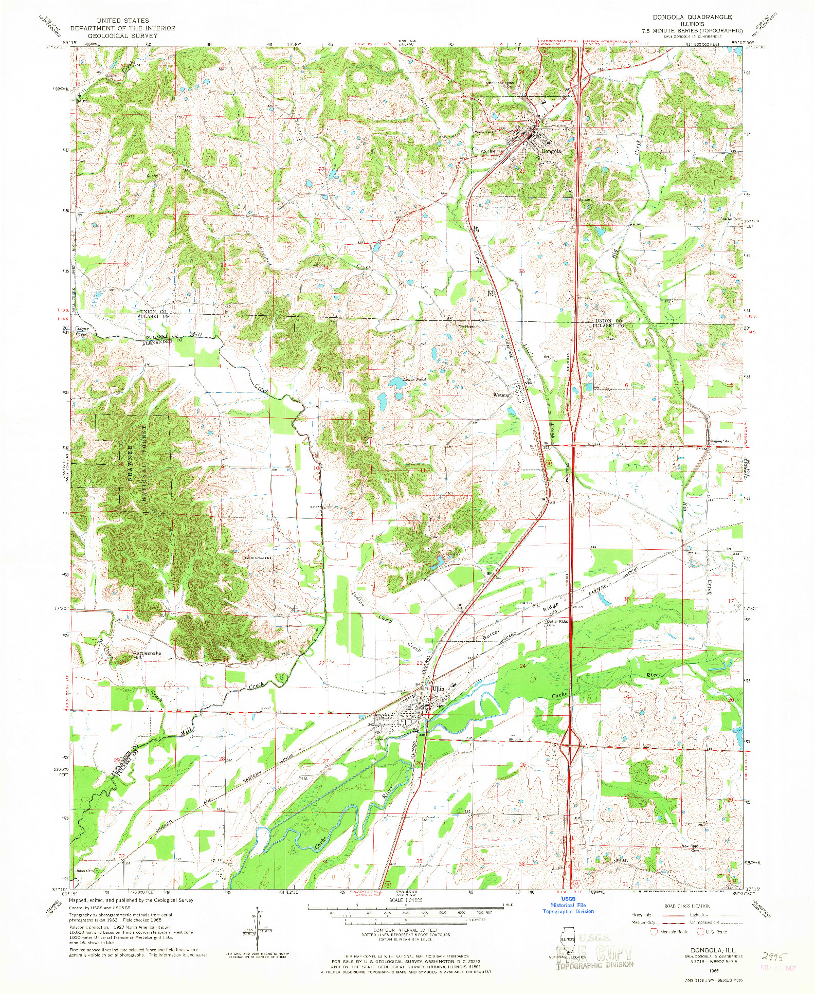 USGS 1:24000-SCALE QUADRANGLE FOR DONGOLA, IL 1966