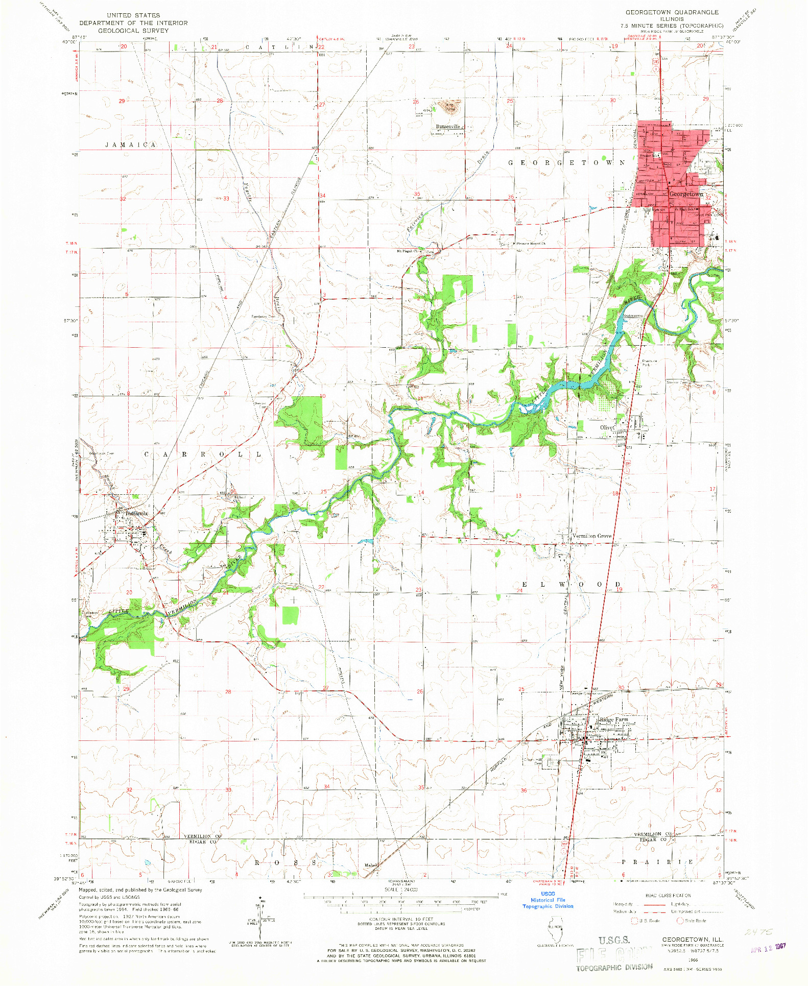 USGS 1:24000-SCALE QUADRANGLE FOR GEORGETOWN, IL 1966