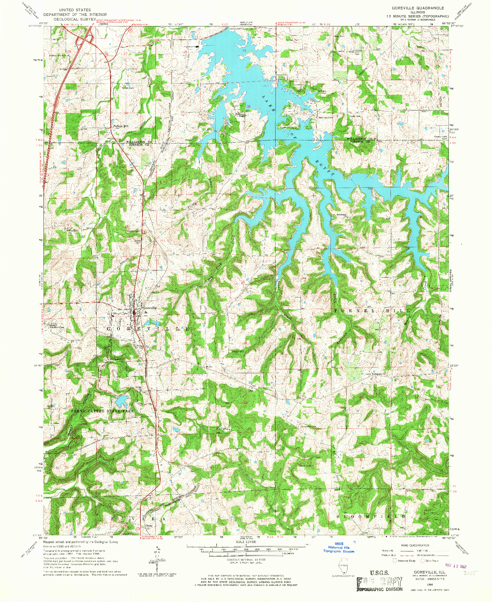 USGS 1:24000-SCALE QUADRANGLE FOR GOREVILLE, IL 1966