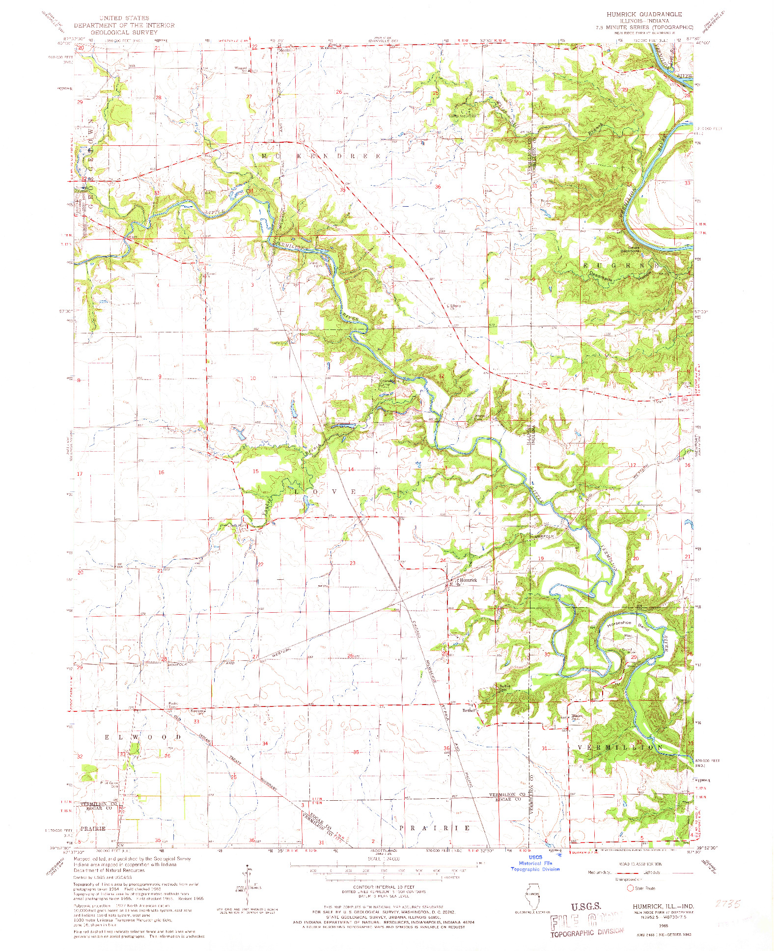 USGS 1:24000-SCALE QUADRANGLE FOR HUMRICK, IL 1965