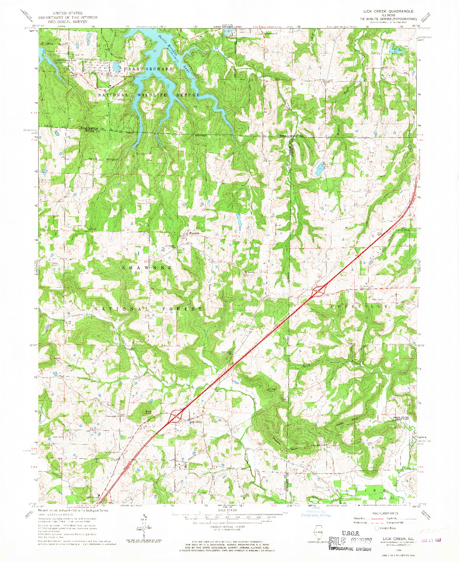 USGS 1:24000-SCALE QUADRANGLE FOR LICK CREEK, IL 1966