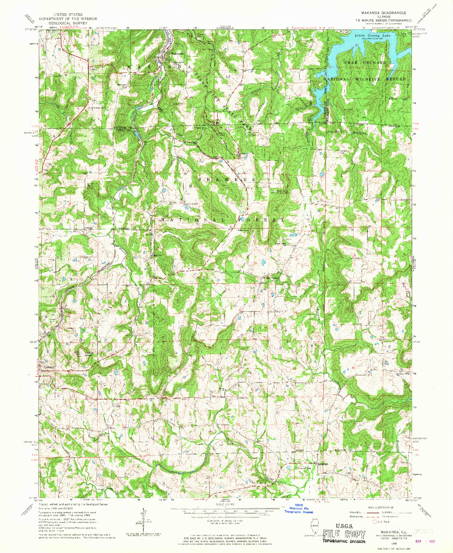 USGS 1:24000-SCALE QUADRANGLE FOR MAKANDA, IL 1966