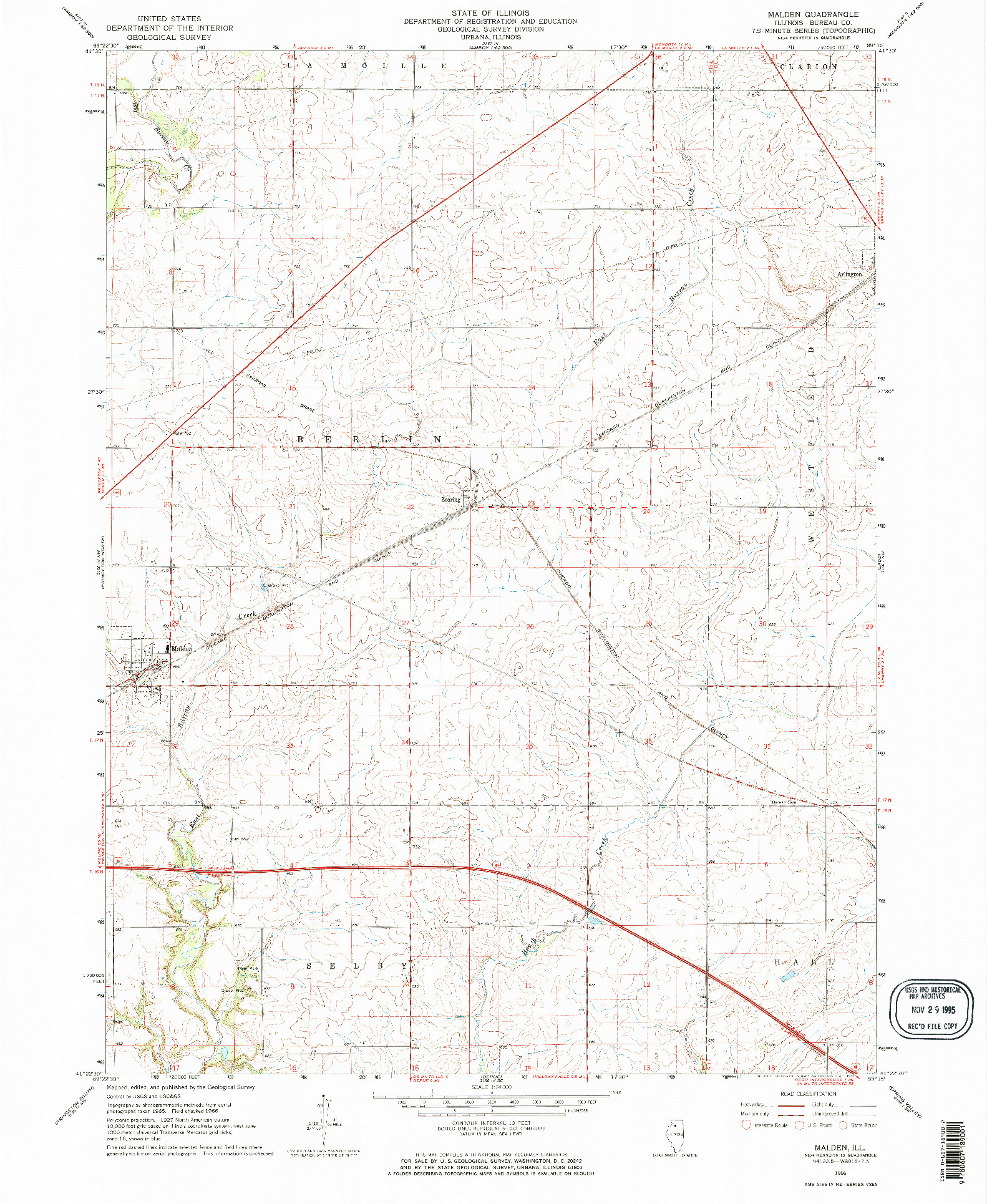 USGS 1:24000-SCALE QUADRANGLE FOR MALDEN, IL 1966