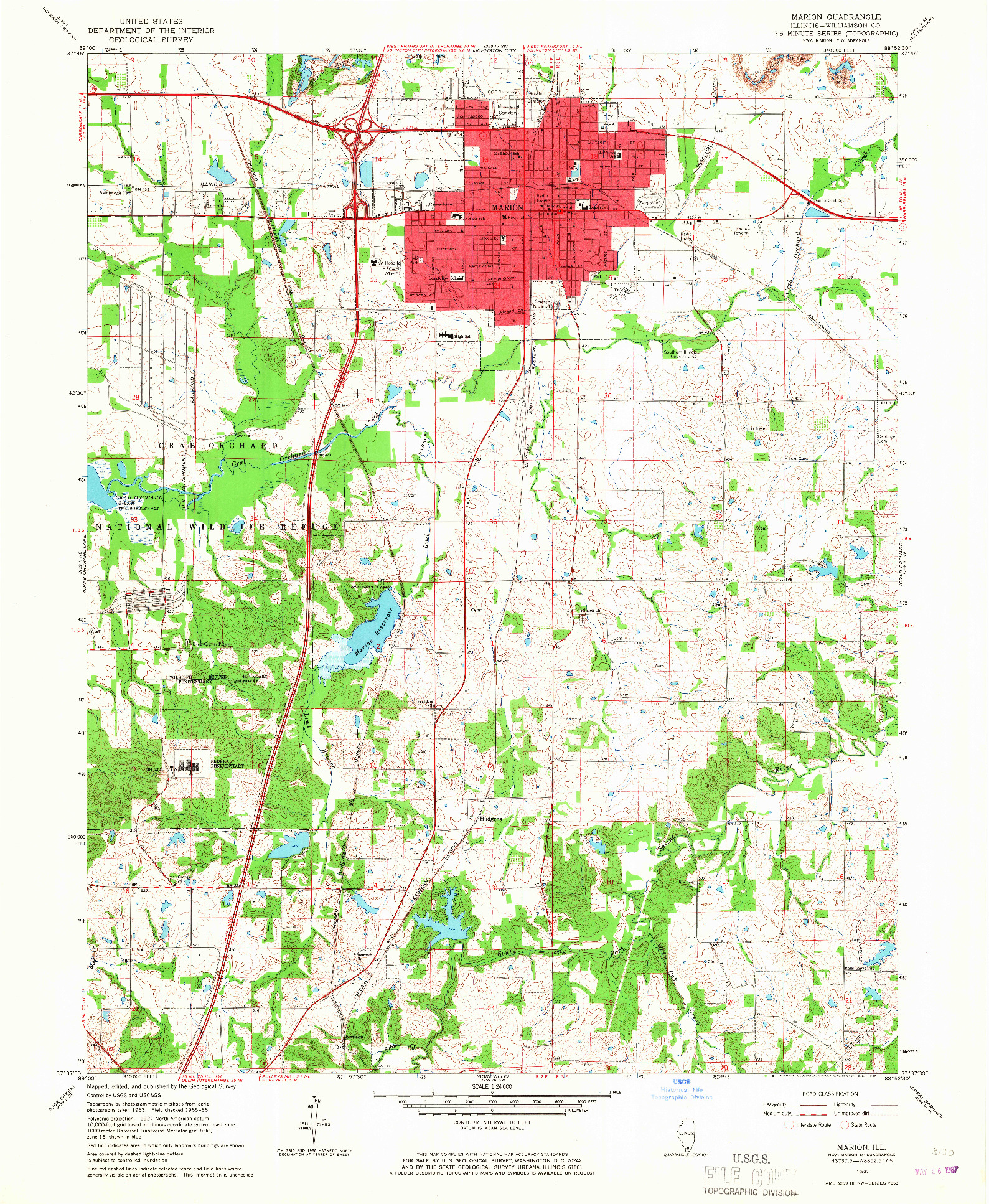 USGS 1:24000-SCALE QUADRANGLE FOR MARION, IL 1966