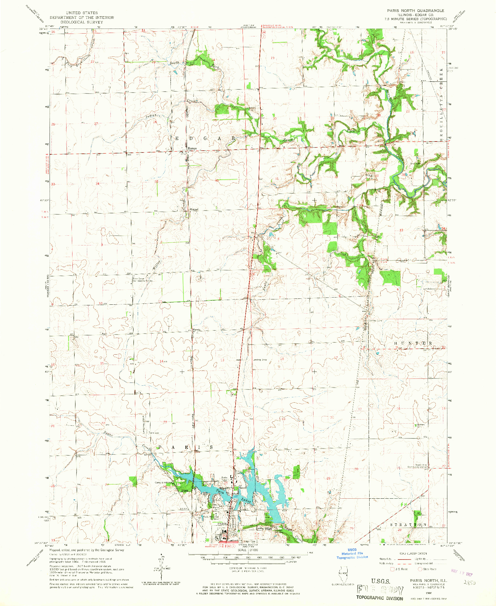 USGS 1:24000-SCALE QUADRANGLE FOR PARIS NORTH, IL 1966