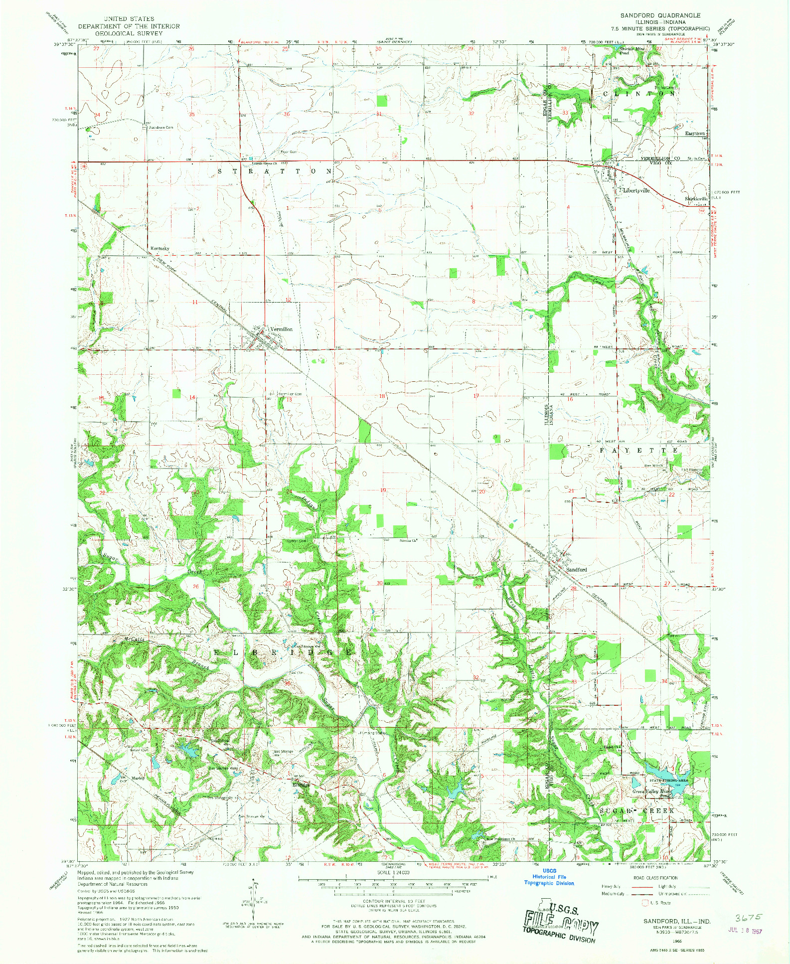 USGS 1:24000-SCALE QUADRANGLE FOR SANDFORD, IL 1966