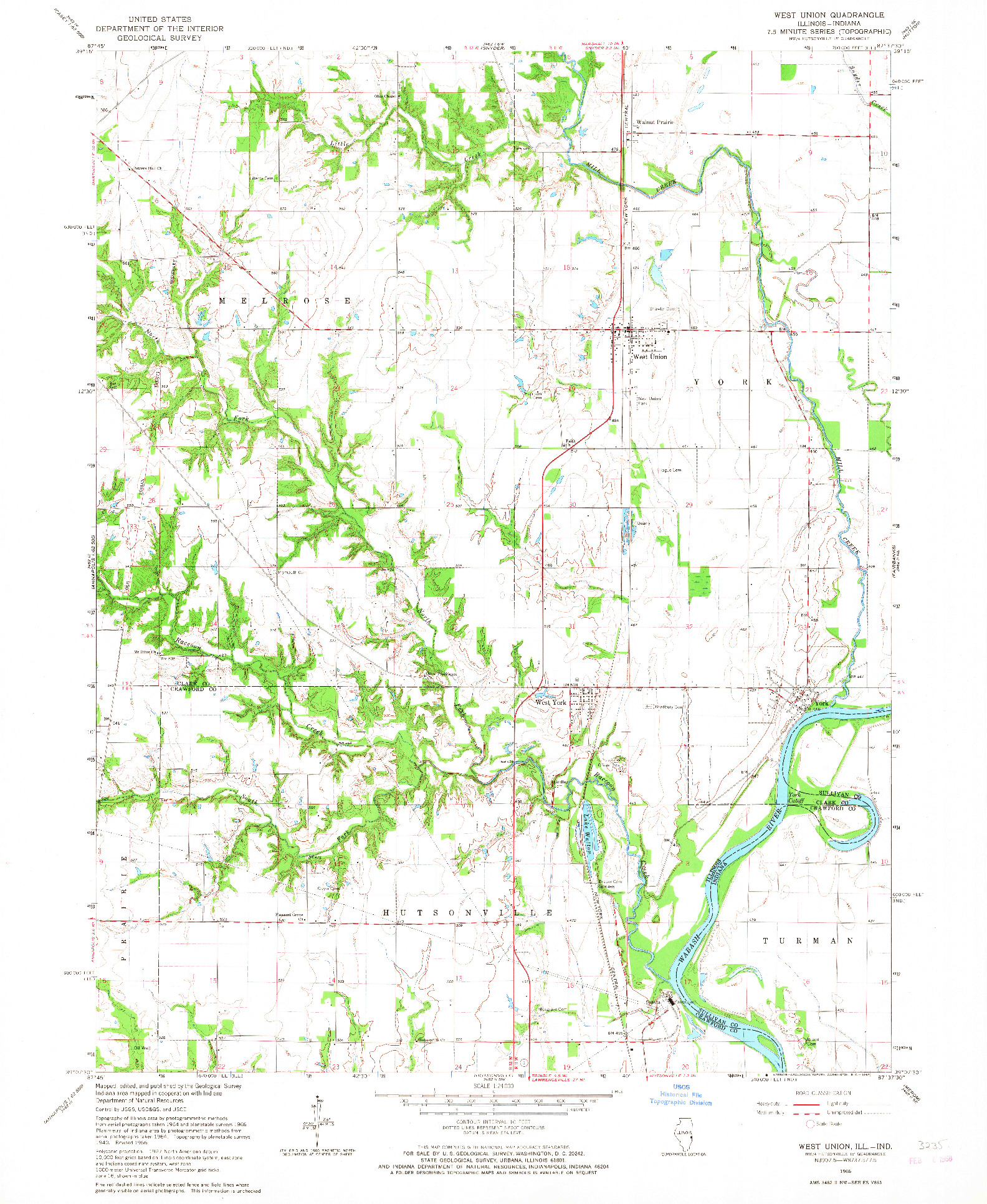 USGS 1:24000-SCALE QUADRANGLE FOR WEST UNION, IL 1966