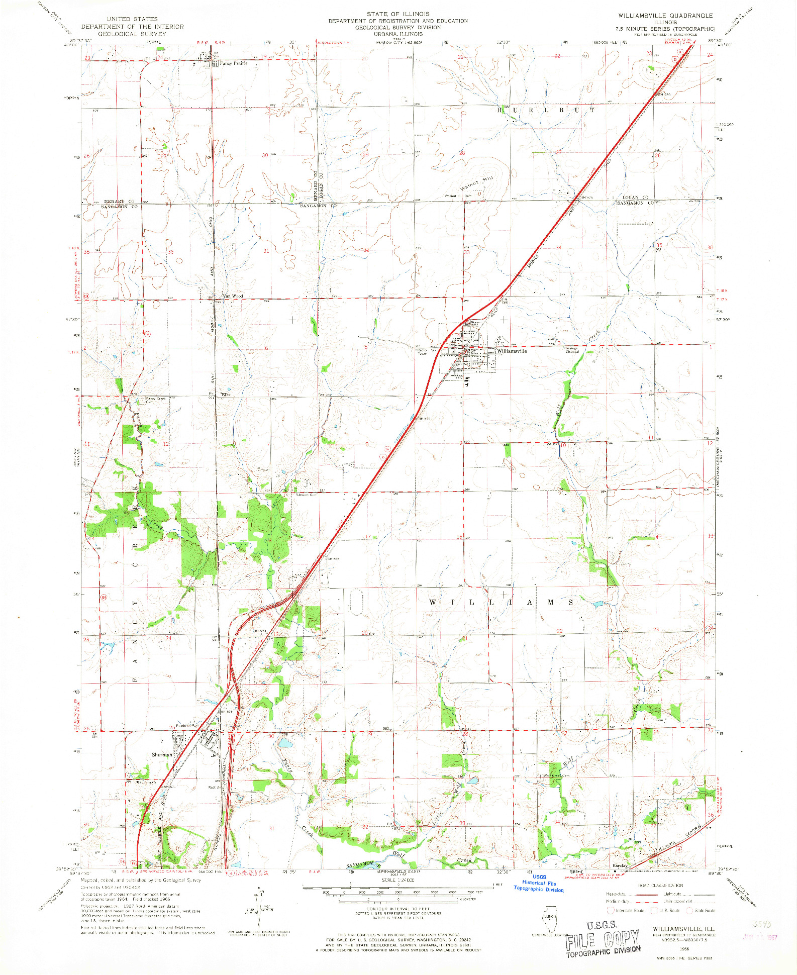 USGS 1:24000-SCALE QUADRANGLE FOR WILLIAMSVILLE, IL 1966