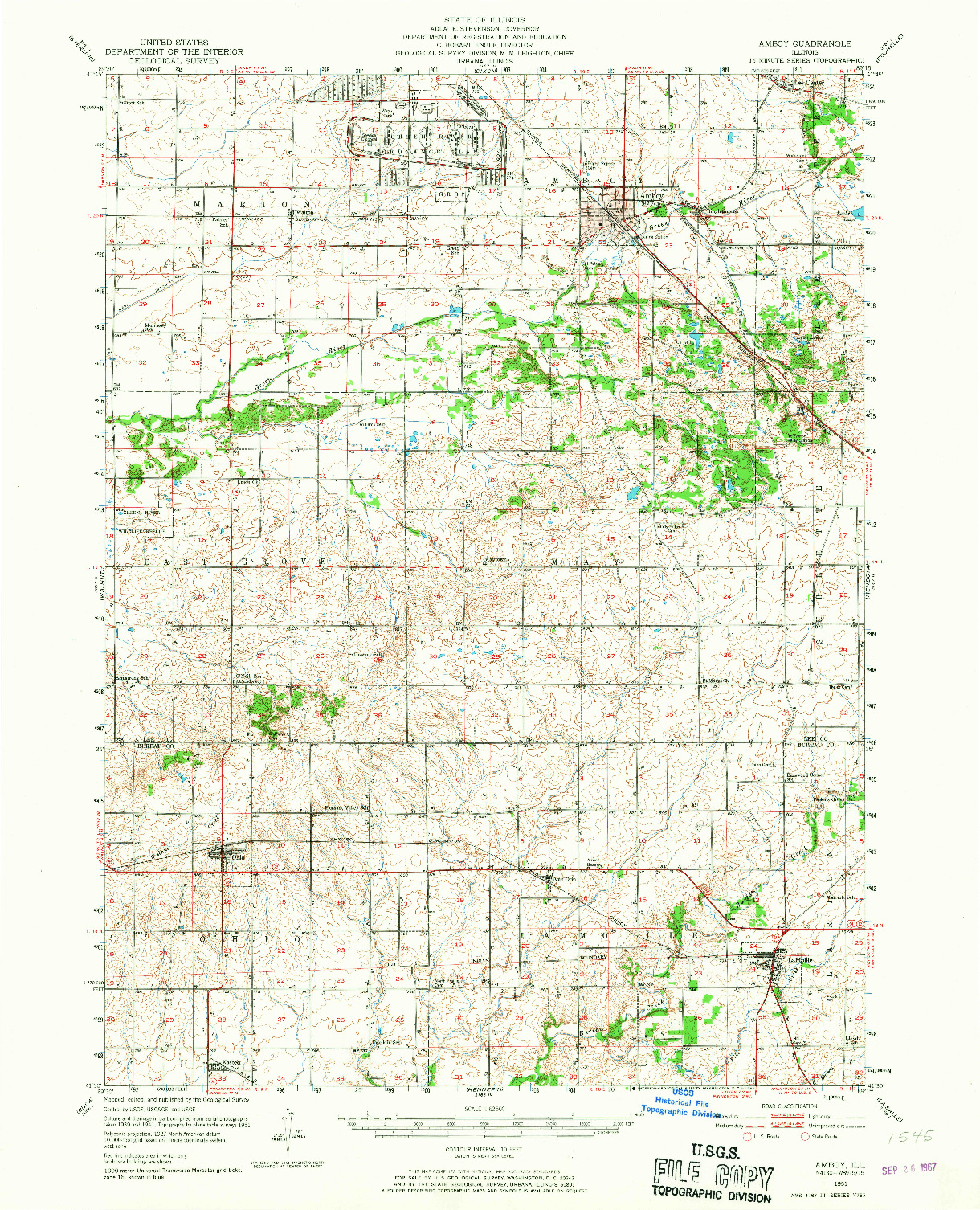 USGS 1:62500-SCALE QUADRANGLE FOR AMBOY, IL 1951