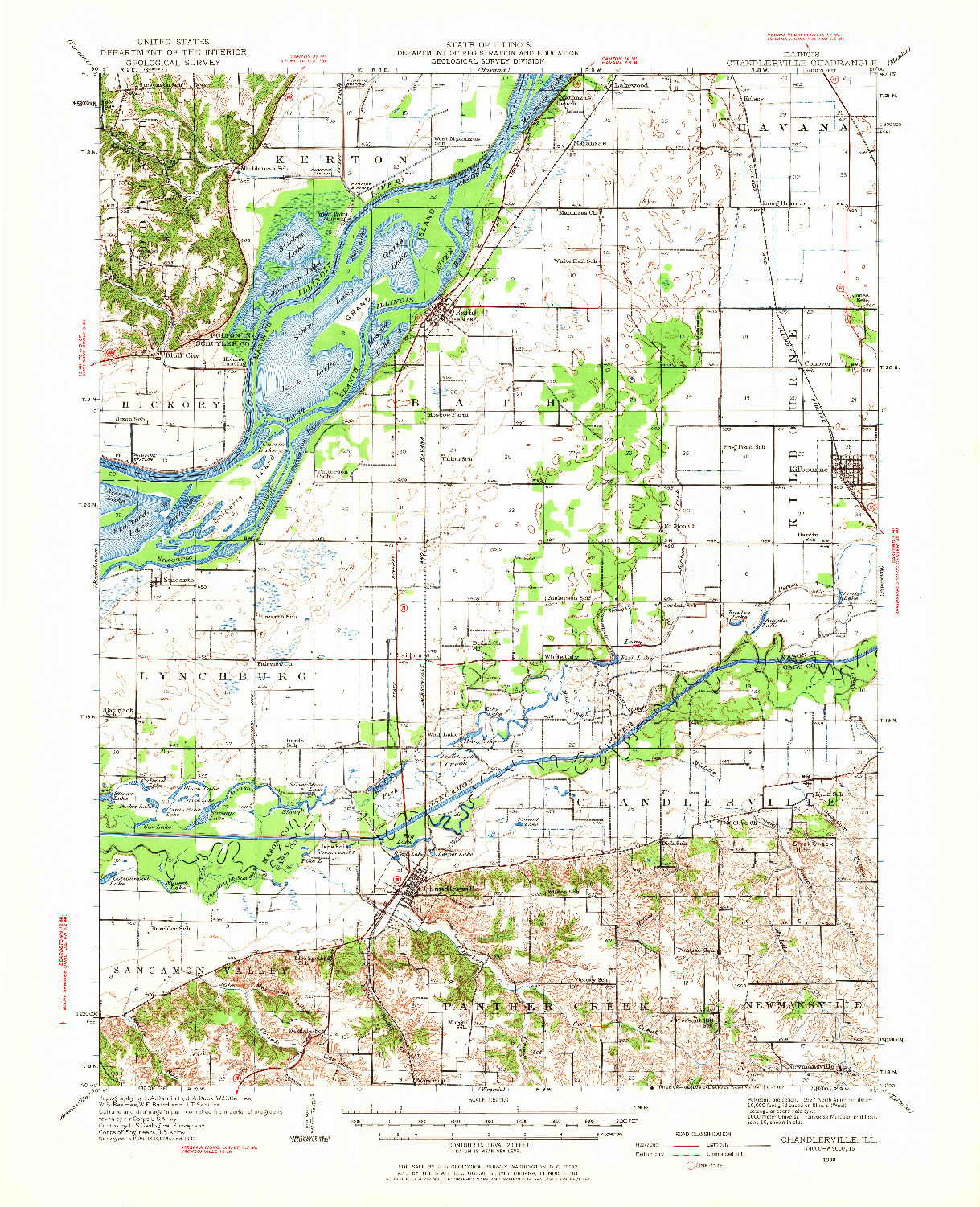 USGS 1:62500-SCALE QUADRANGLE FOR CHANDLERVILLE, IL 1930