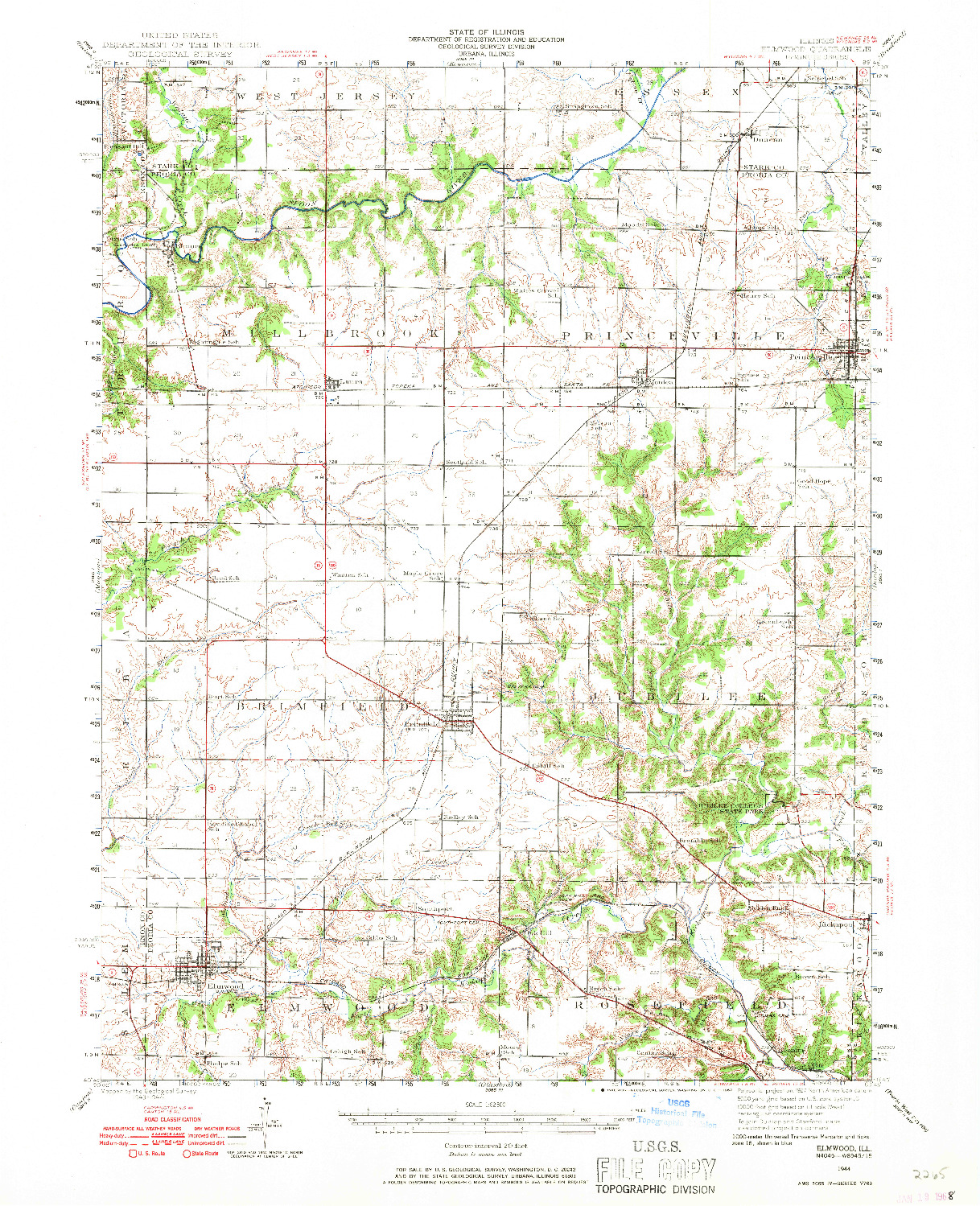 USGS 1:62500-SCALE QUADRANGLE FOR ELMWOOD, IL 1944