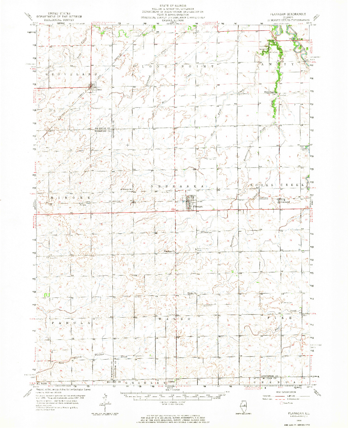 USGS 1:62500-SCALE QUADRANGLE FOR FLANAGAN, IL 1958