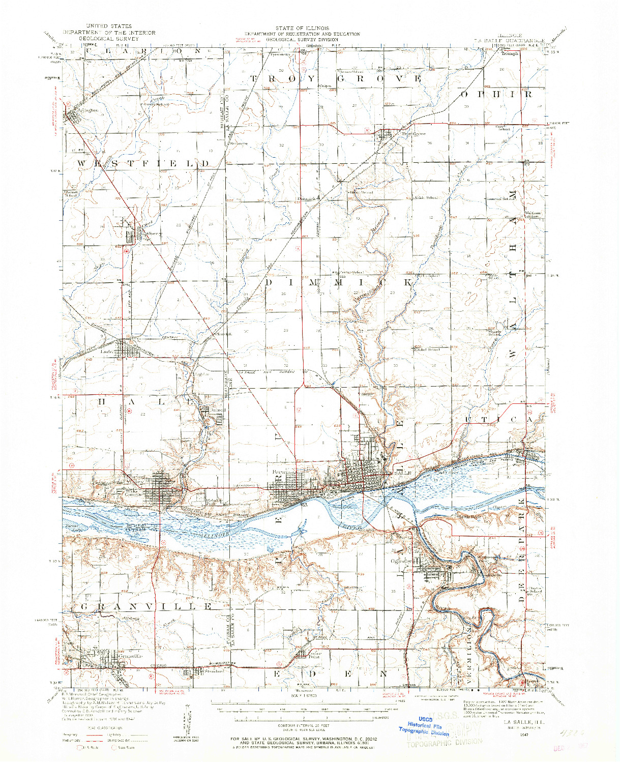 USGS 1:62500-SCALE QUADRANGLE FOR LA SALLE, IL 1947