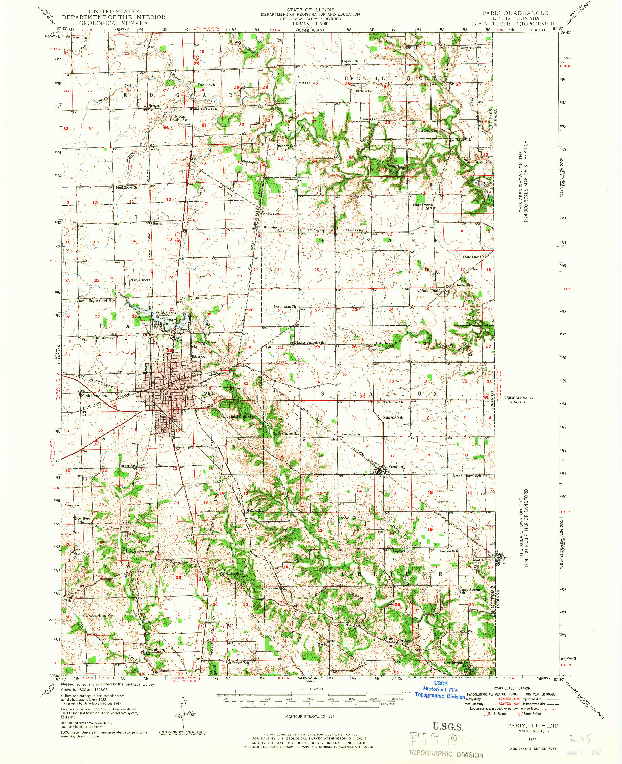 USGS 1:62500-SCALE QUADRANGLE FOR PARIS, IL 1947