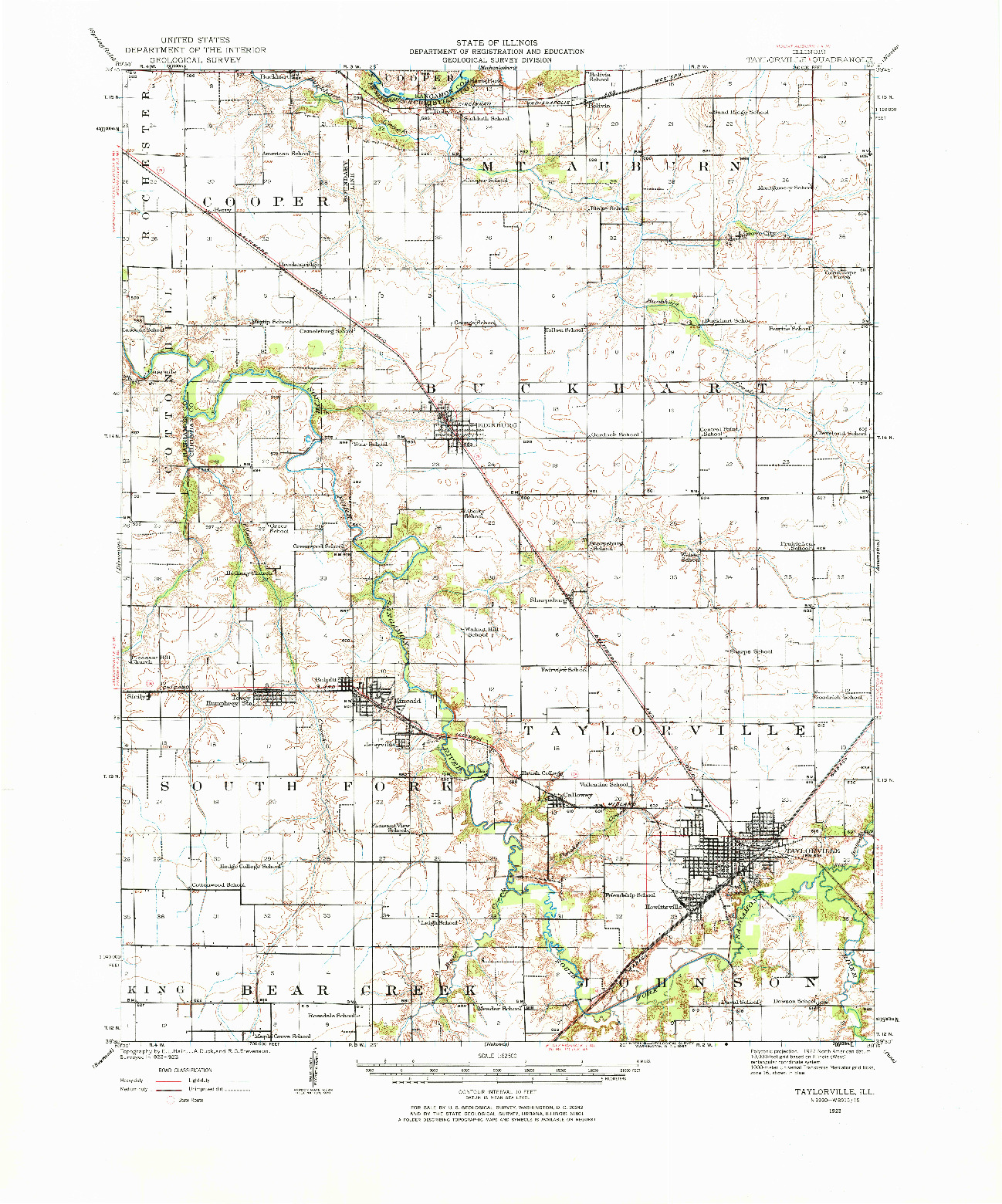 USGS 1:62500-SCALE QUADRANGLE FOR TAYLORVILLE, IL 1923