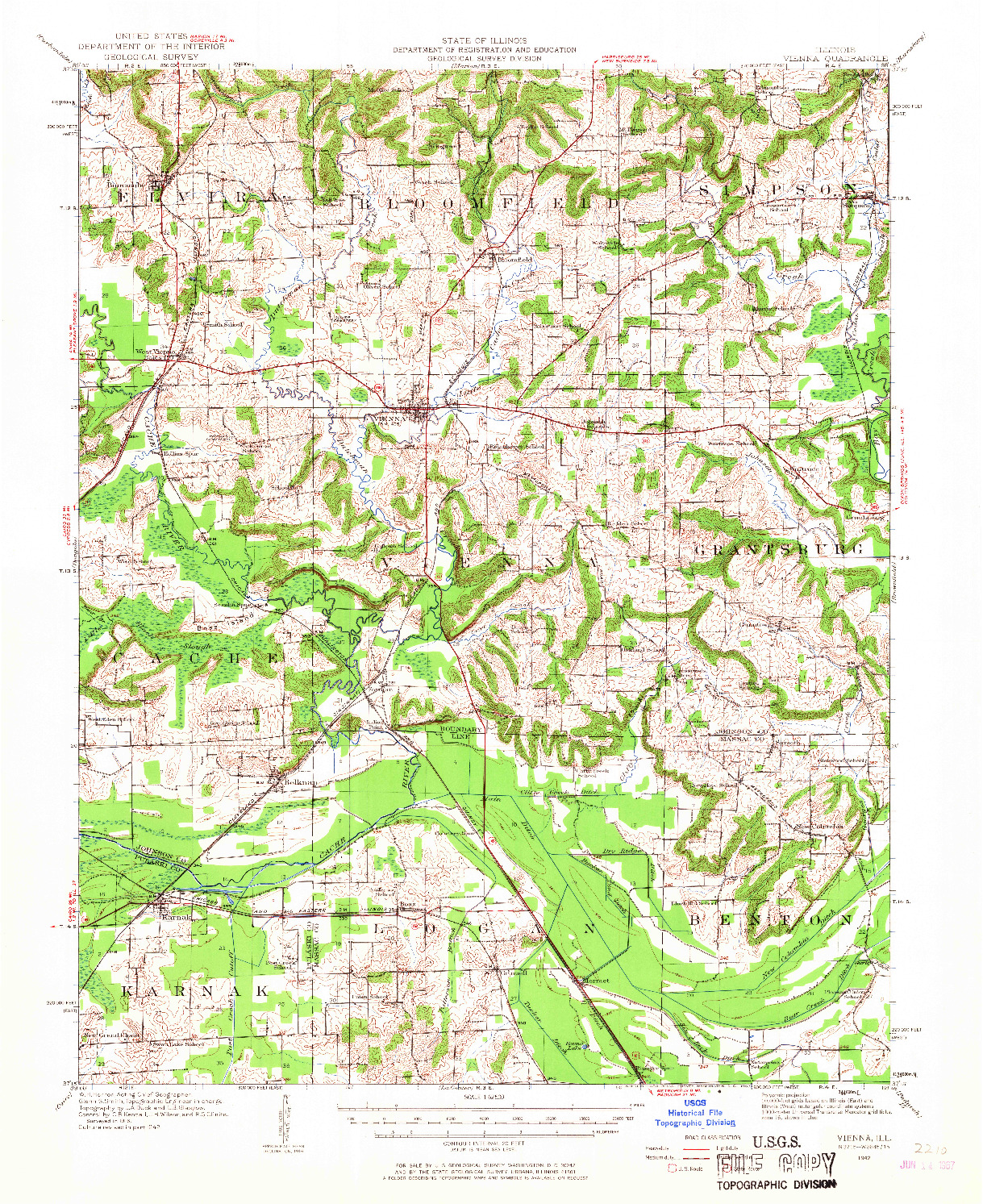 USGS 1:62500-SCALE QUADRANGLE FOR VIENNA, IL 1942