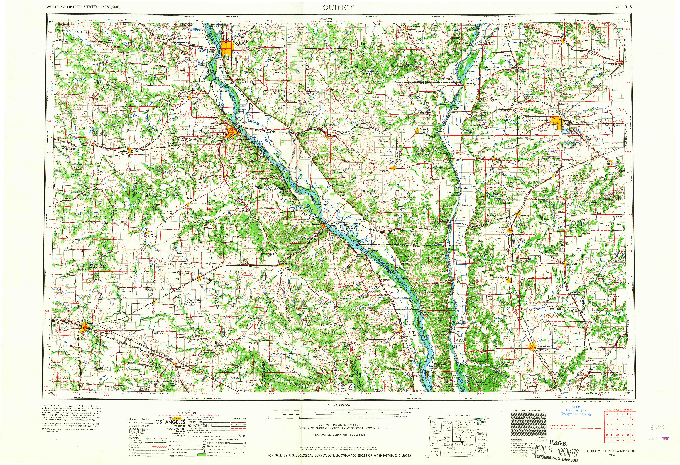 USGS 1:250000-SCALE QUADRANGLE FOR QUINCY, IL 1956