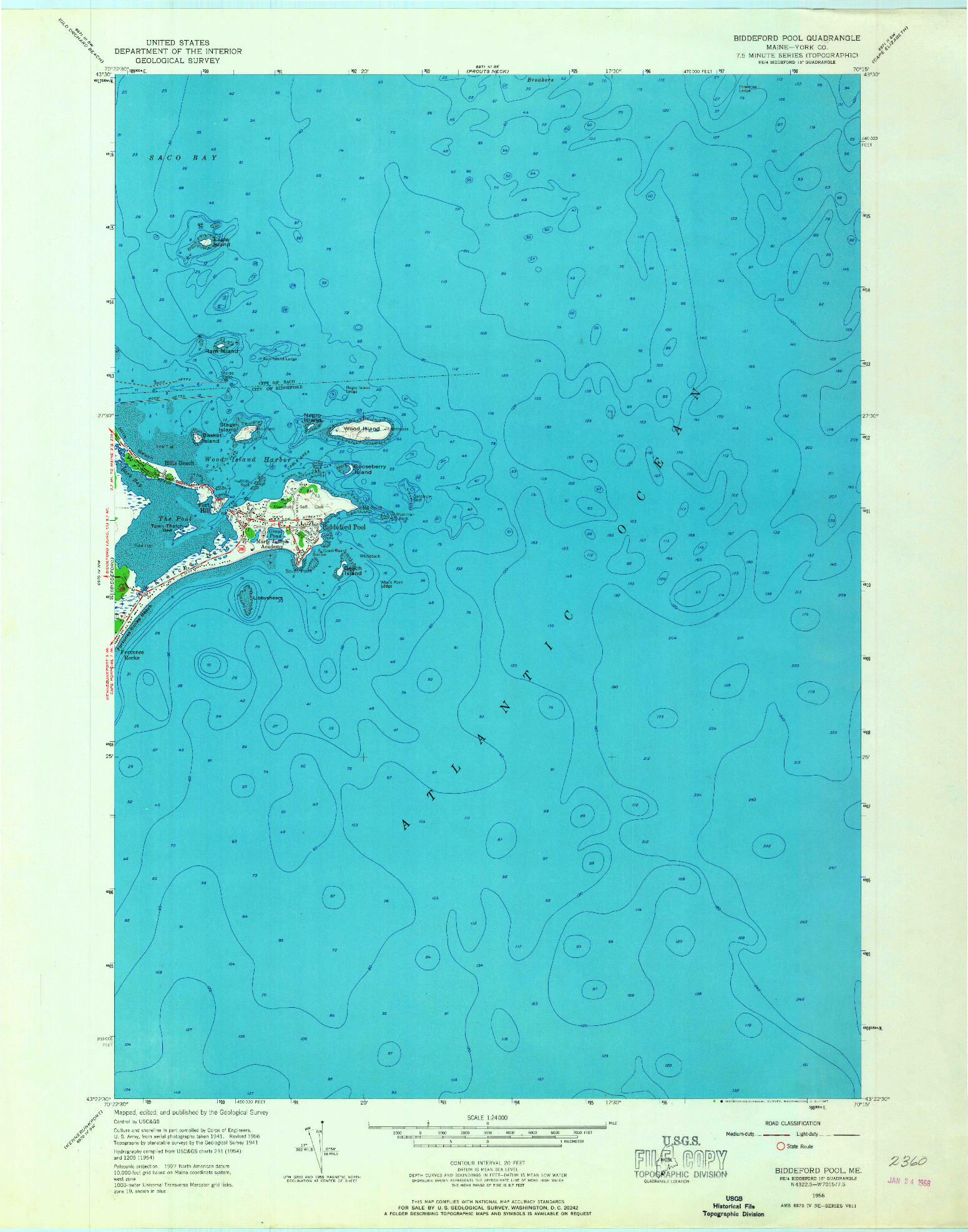 USGS 1:24000-SCALE QUADRANGLE FOR BIDDEFORD POOL, ME 1956