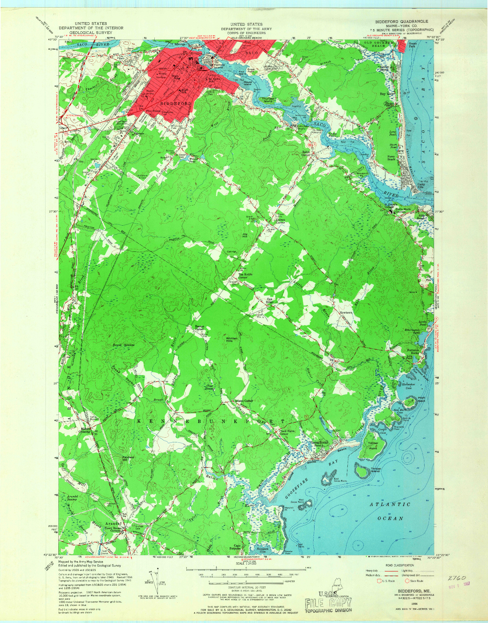 USGS 1:24000-SCALE QUADRANGLE FOR BIDDEFORD, ME 1956