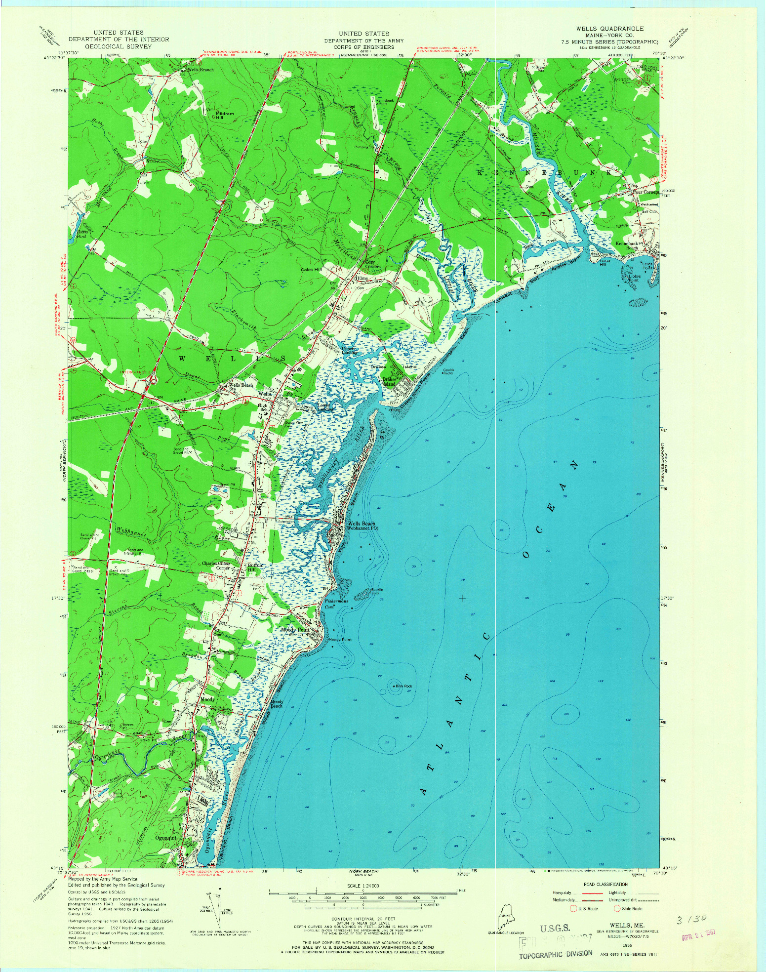 USGS 1:24000-SCALE QUADRANGLE FOR WELLS, ME 1956