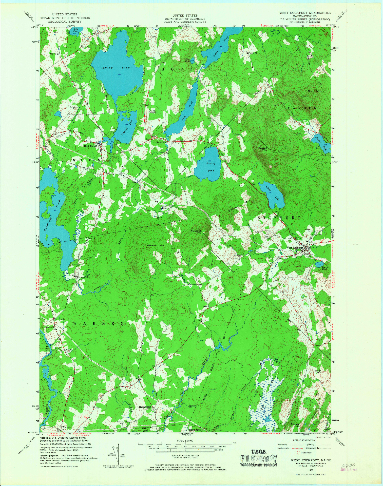 USGS 1:24000-SCALE QUADRANGLE FOR WEST ROCKPORT, ME 1955