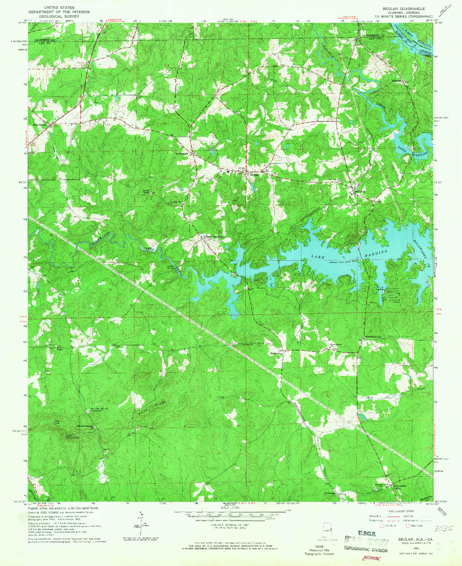 USGS 1:24000-SCALE QUADRANGLE FOR BEULAH, AL 1965