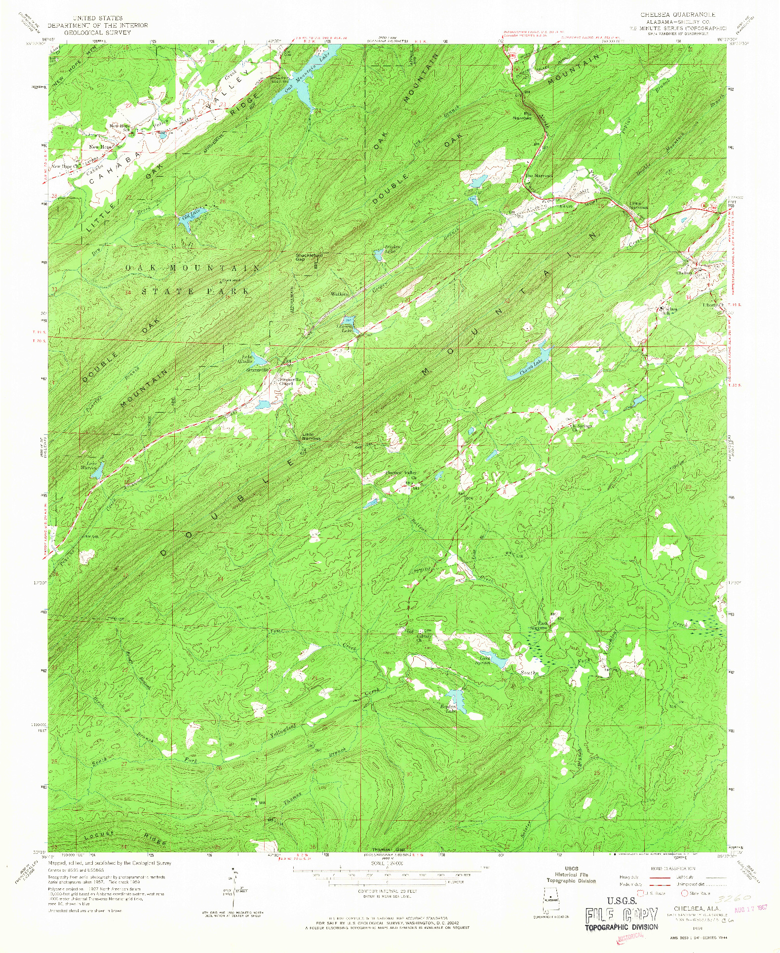 USGS 1:24000-SCALE QUADRANGLE FOR CHELSEA, AL 1959