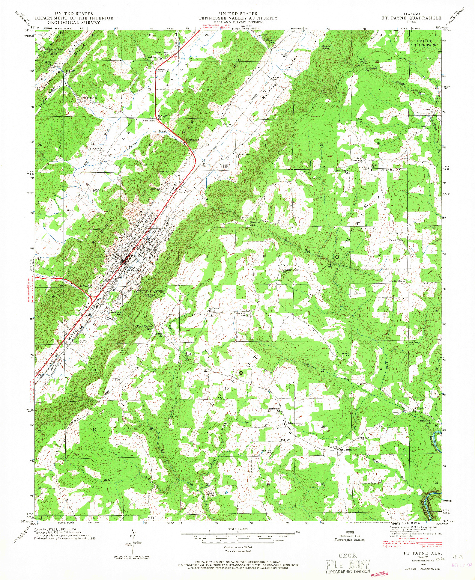 USGS 1:24000-SCALE QUADRANGLE FOR FT PAYNE, AL 1946