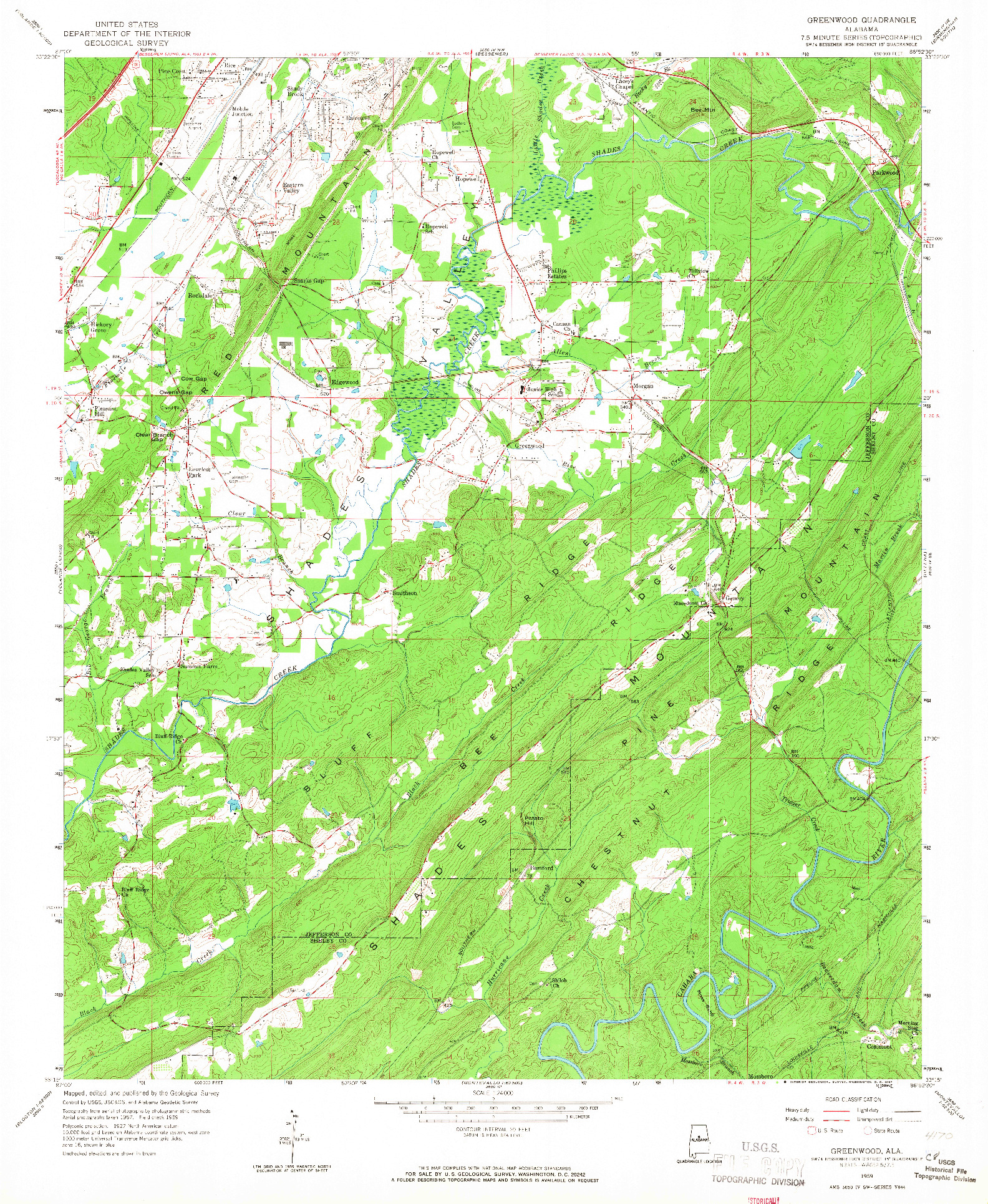 USGS 1:24000-SCALE QUADRANGLE FOR GREENWOOD, AL 1959