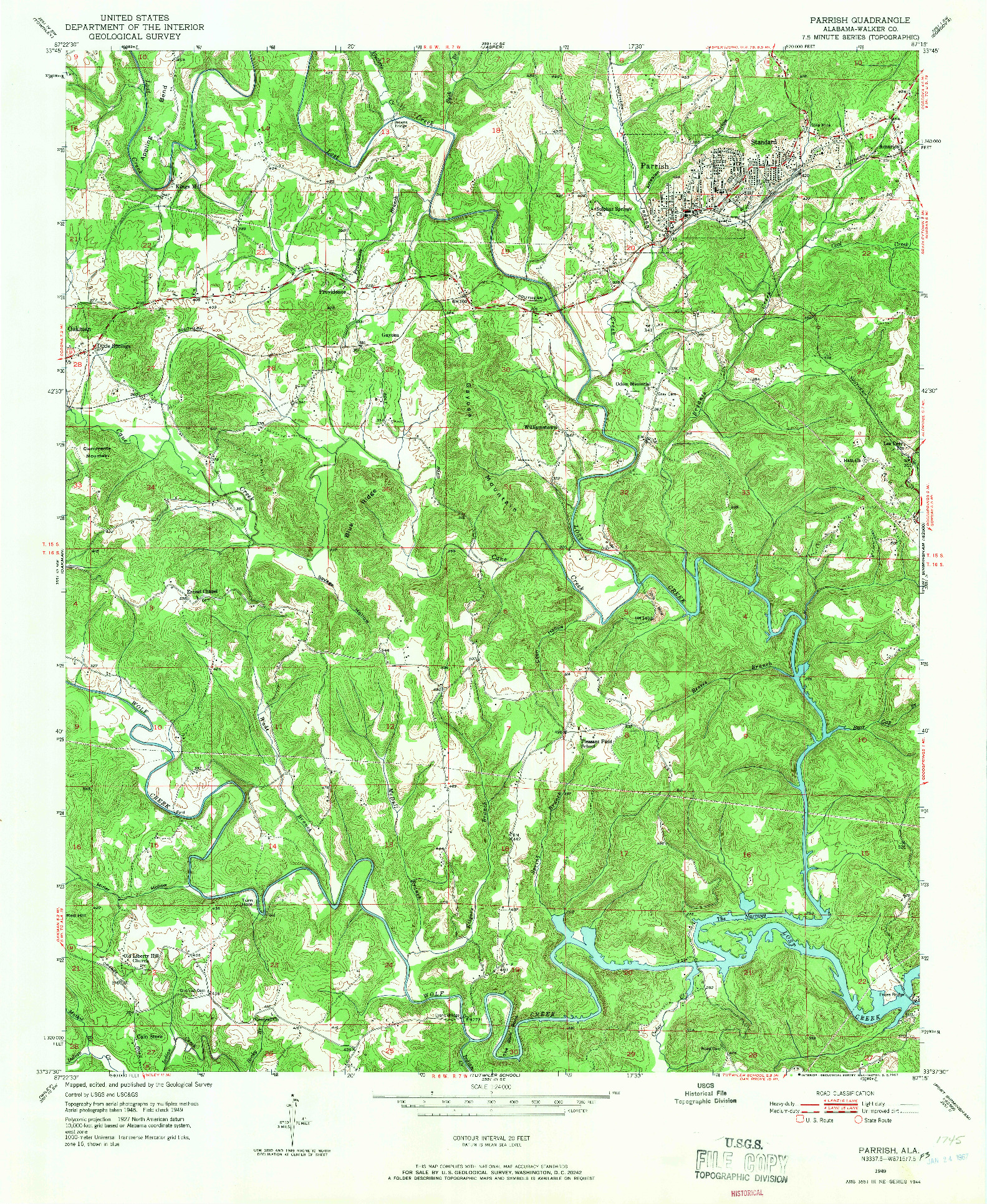 USGS 1:24000-SCALE QUADRANGLE FOR PARRISH, AL 1949