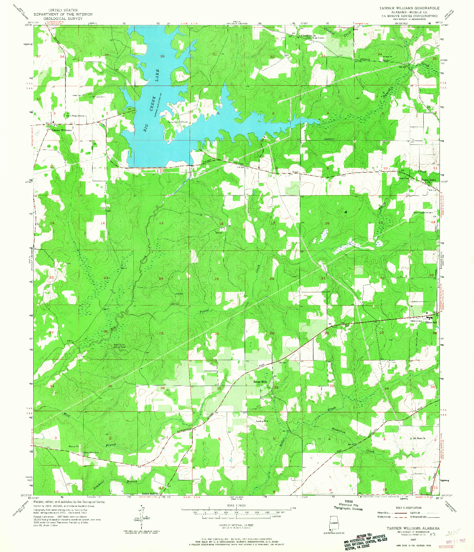 USGS 1:24000-SCALE QUADRANGLE FOR TANNER WILLIAMS, AL 1957