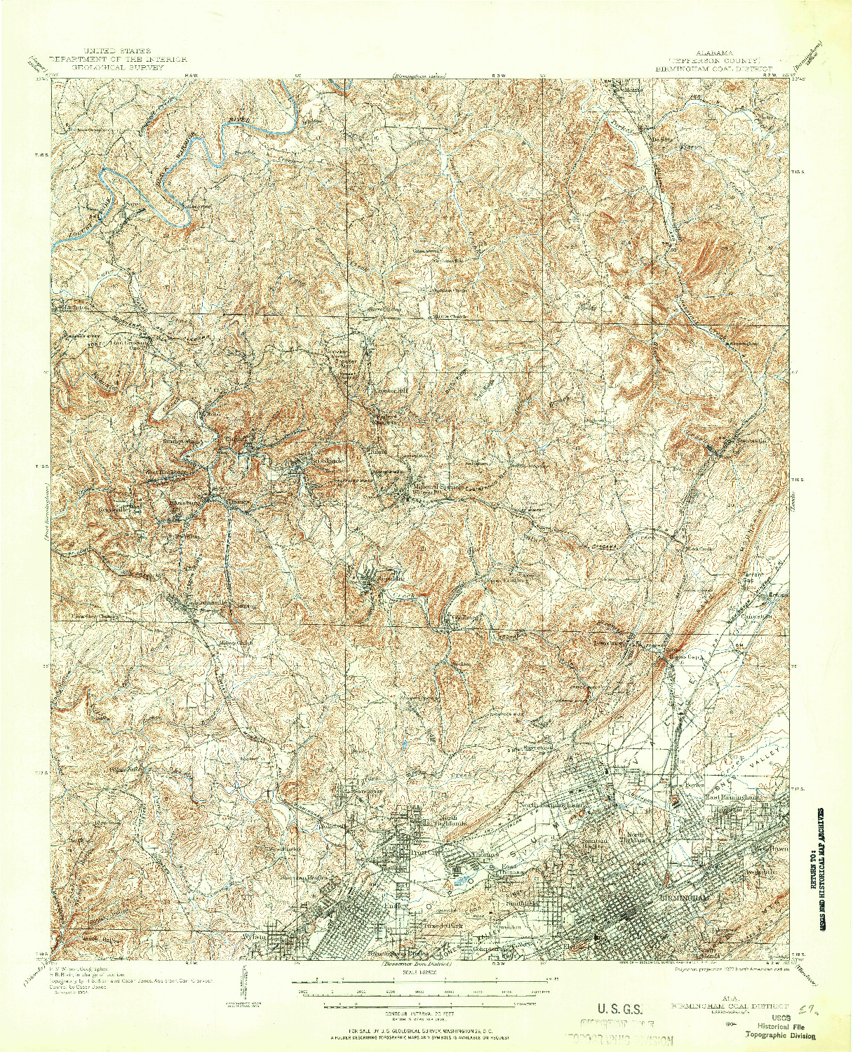 USGS 1:62500-SCALE QUADRANGLE FOR BIRMINGHAM COAL DISTRICT, AL 1904