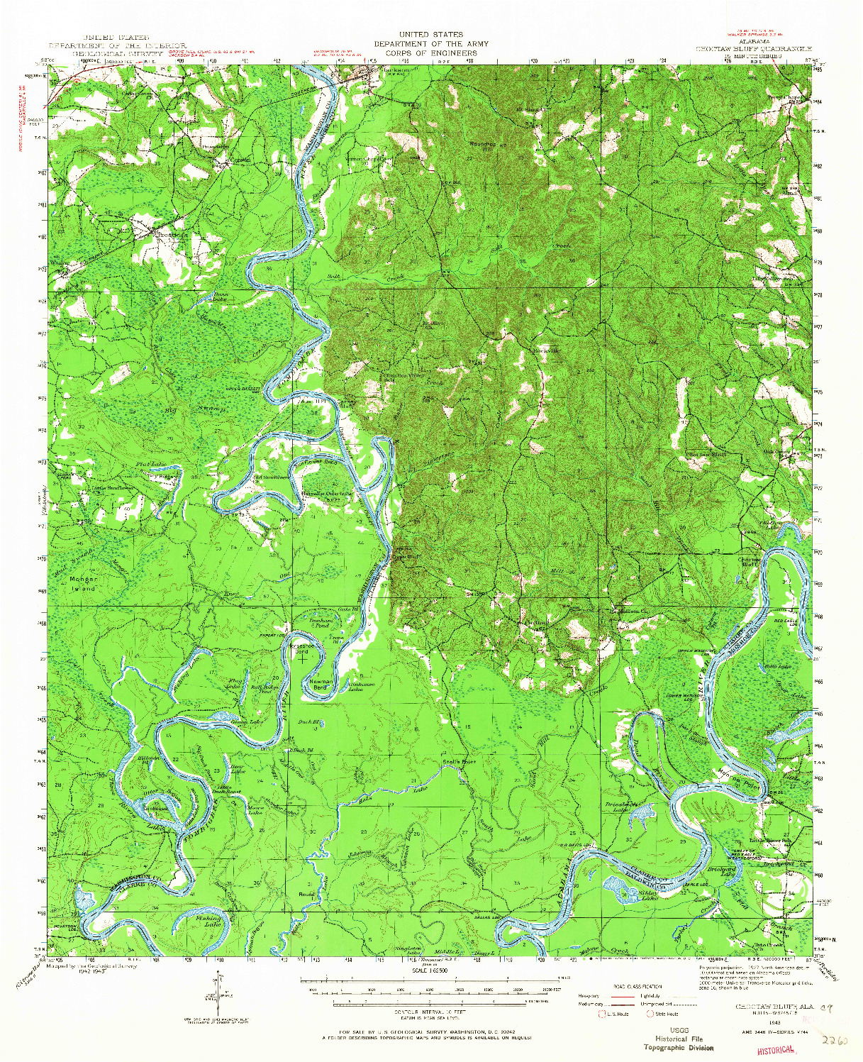 USGS 1:62500-SCALE QUADRANGLE FOR CHOCTAW BLUFF, AL 1943