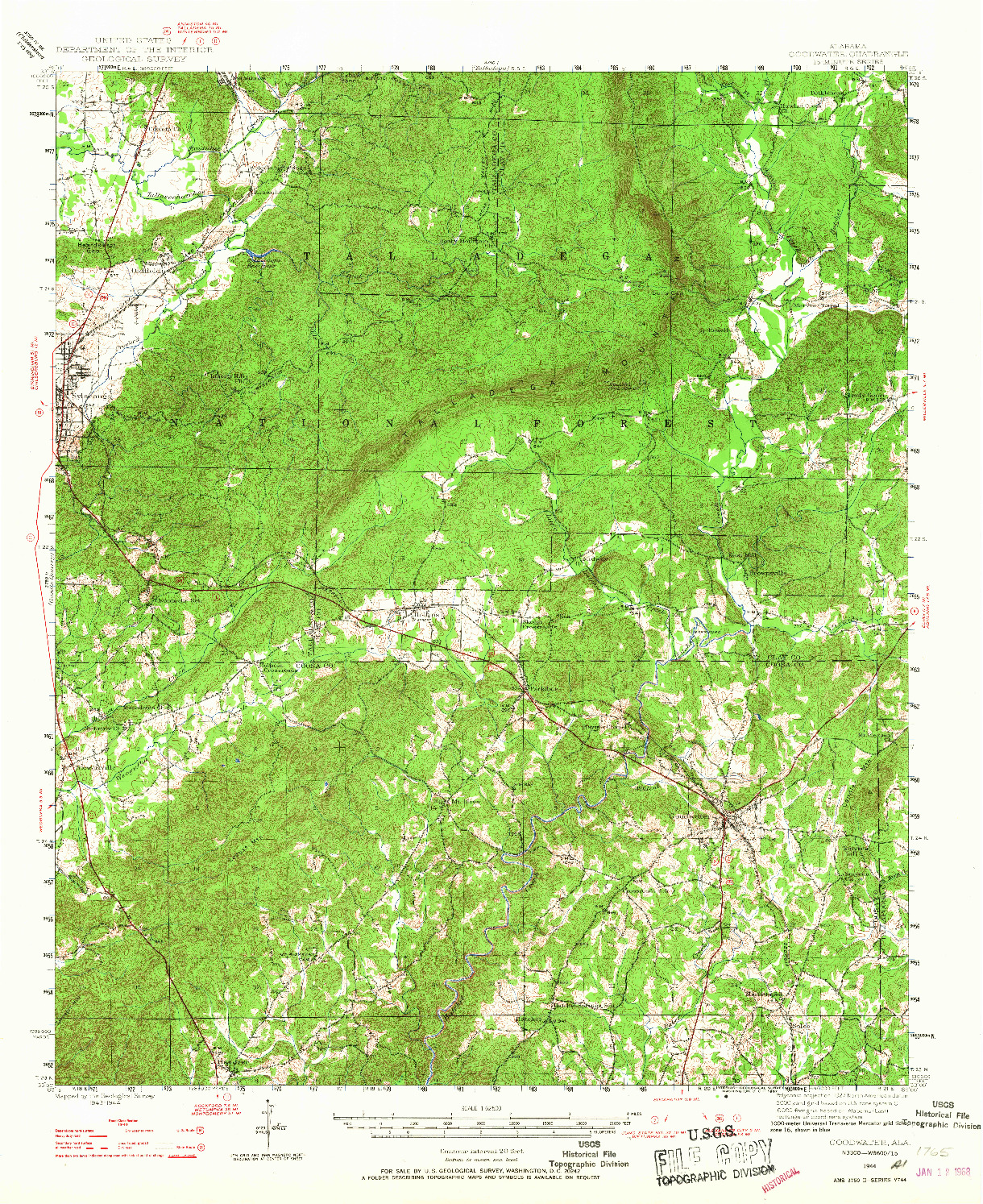 USGS 1:62500-SCALE QUADRANGLE FOR GOODWATER, AL 1944