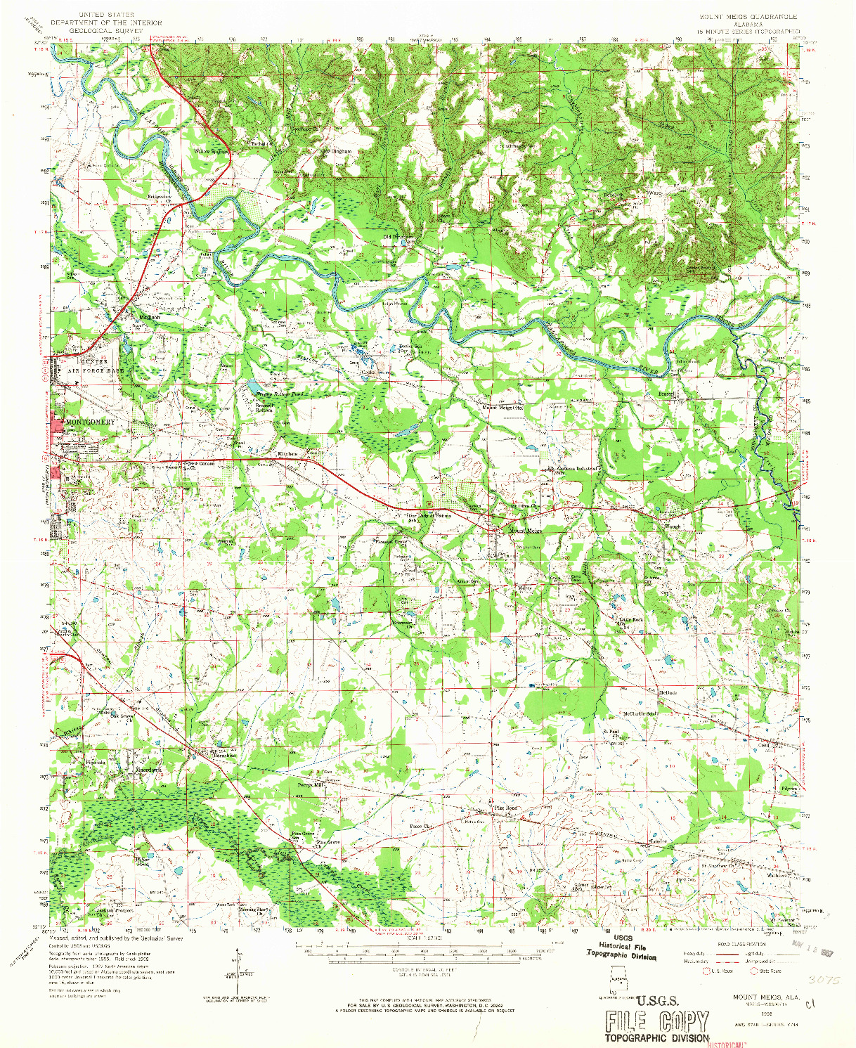 USGS 1:62500-SCALE QUADRANGLE FOR MOUNT MEIGS, AL 1958