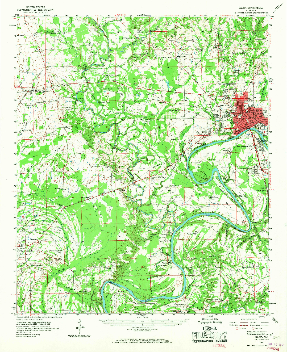 USGS 1:62500-SCALE QUADRANGLE FOR SELMA, AL 1958