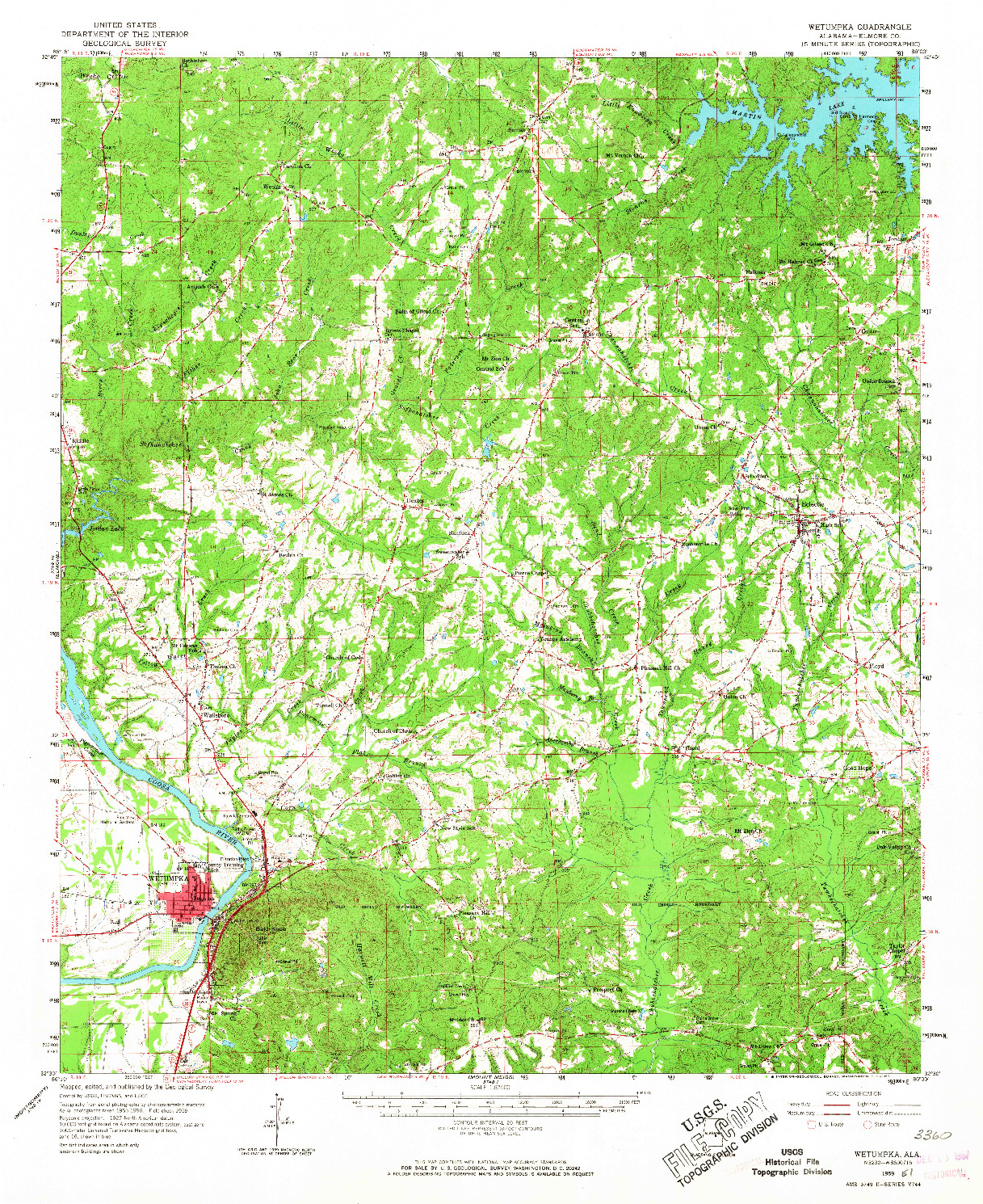 USGS 1:62500-SCALE QUADRANGLE FOR WETUMPKA, AL 1959