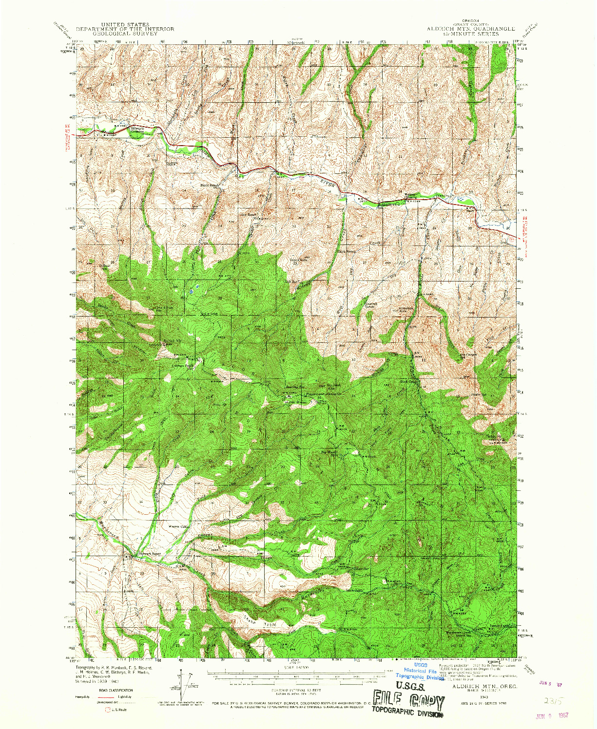 USGS 1:62500-SCALE QUADRANGLE FOR ALDRICH MTN., OR 1940