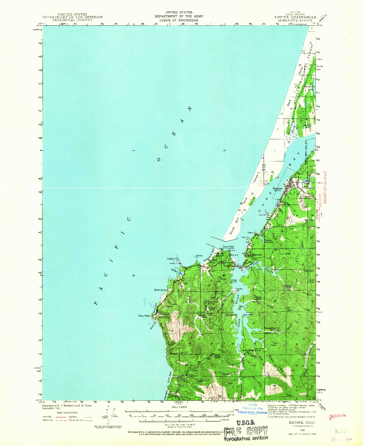 USGS 1:62500-SCALE QUADRANGLE FOR EMPIRE, OR 1942