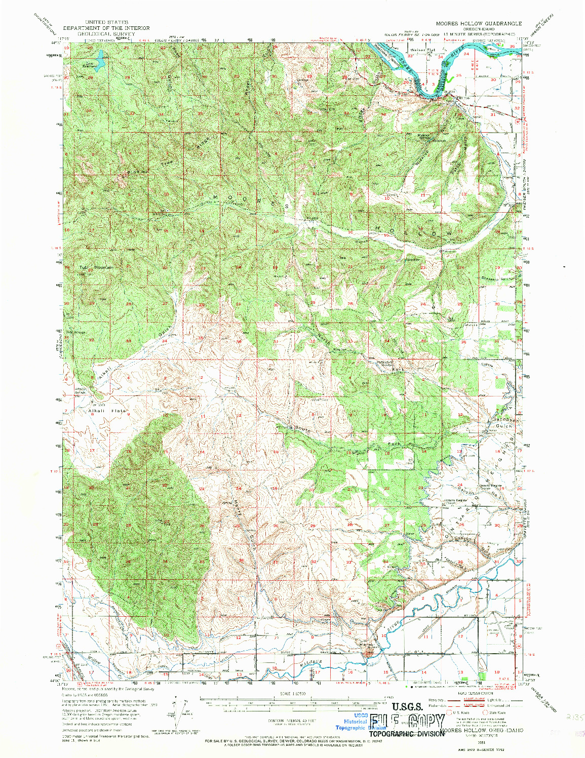 USGS 1:62500-SCALE QUADRANGLE FOR MOORES HOLLOW, OR 1951