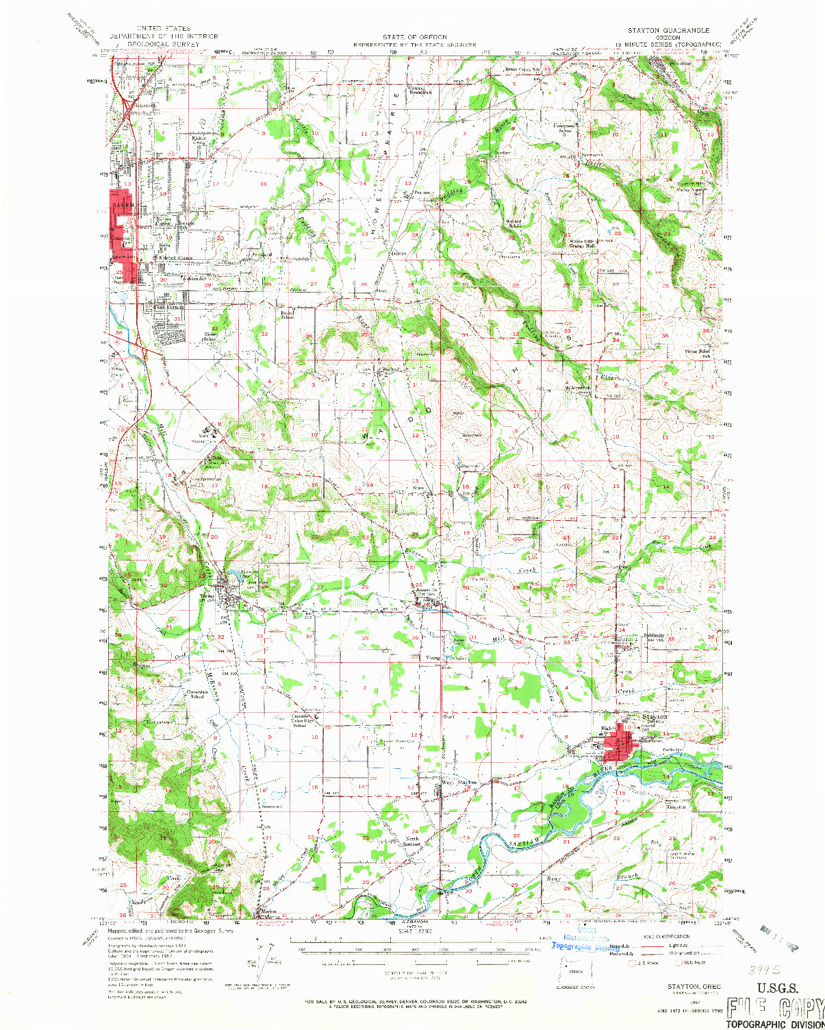 USGS 1:62500-SCALE QUADRANGLE FOR STAYTON, OR 1957