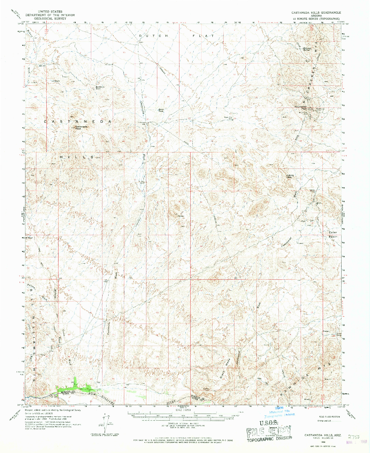 USGS 1:62500-SCALE QUADRANGLE FOR CASTANEDA HILLS, AZ 1966