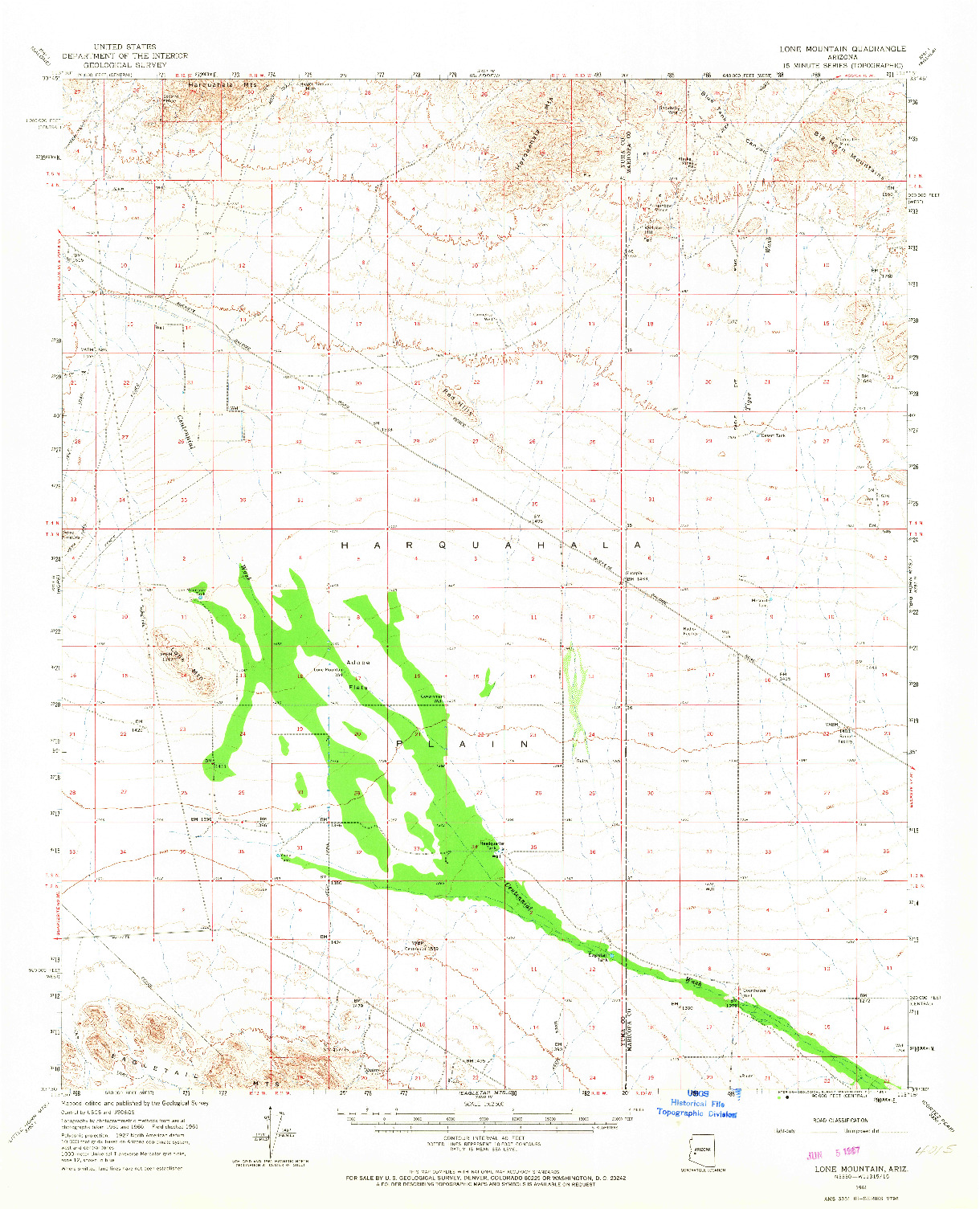 USGS 1:62500-SCALE QUADRANGLE FOR LONE MOUNTAIN, AZ 1961